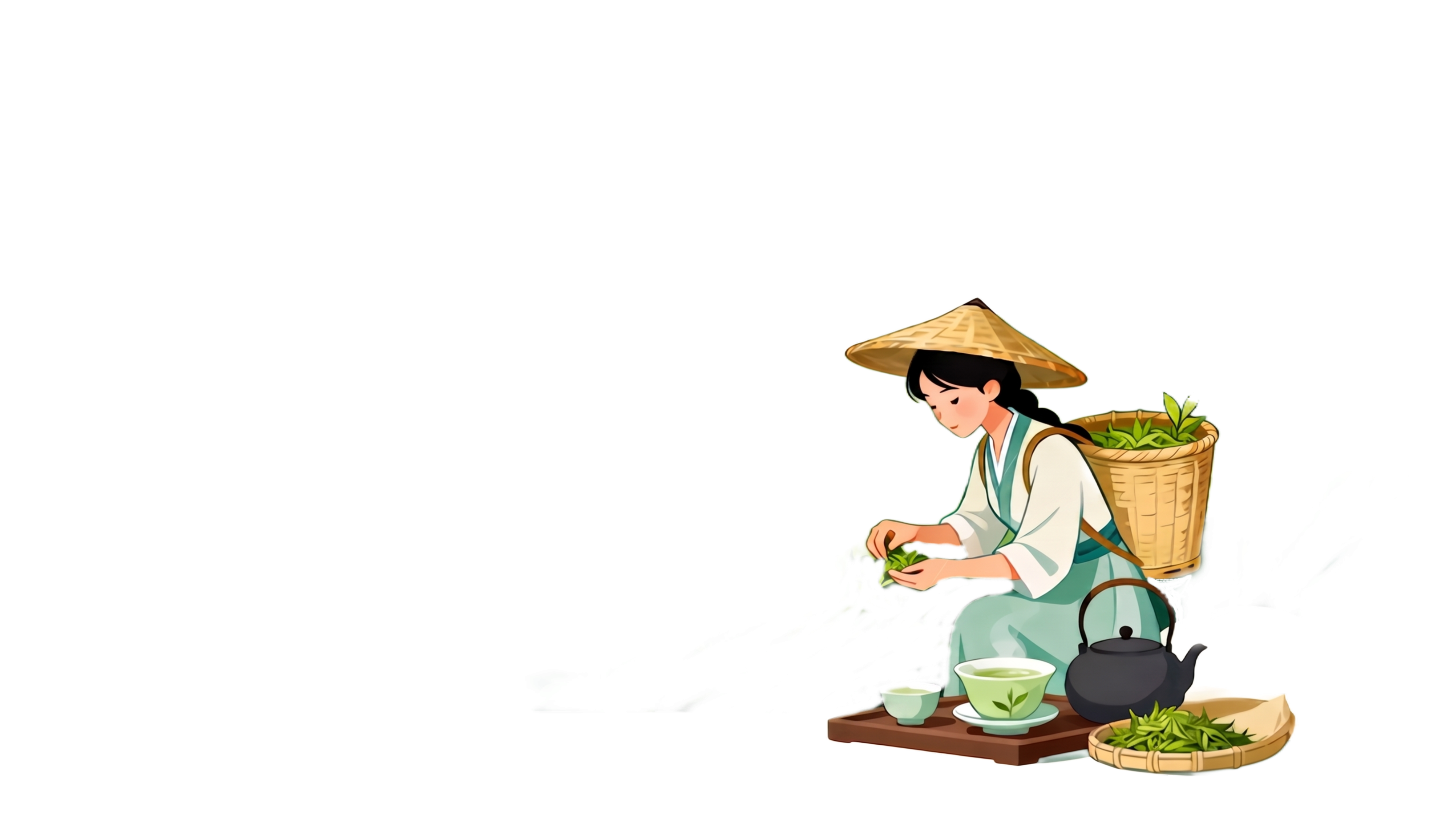 在保持原图国潮插画风格、茶山背景、人物姿态与茶具布局不变的前提… - 图片创意预览