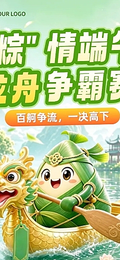 端午节节日活动宣传国潮风长图海报