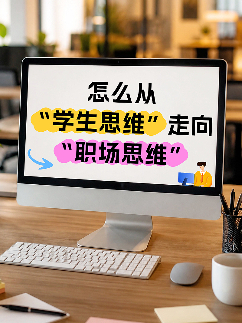 职场干货职场思维分享实景电脑屏幕小红书封面