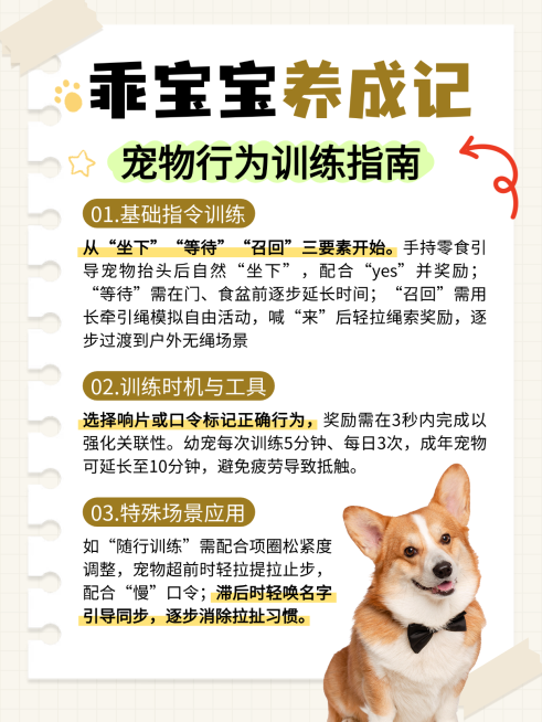 宠物训练知识分享可爱手账风小红书配图预览效果