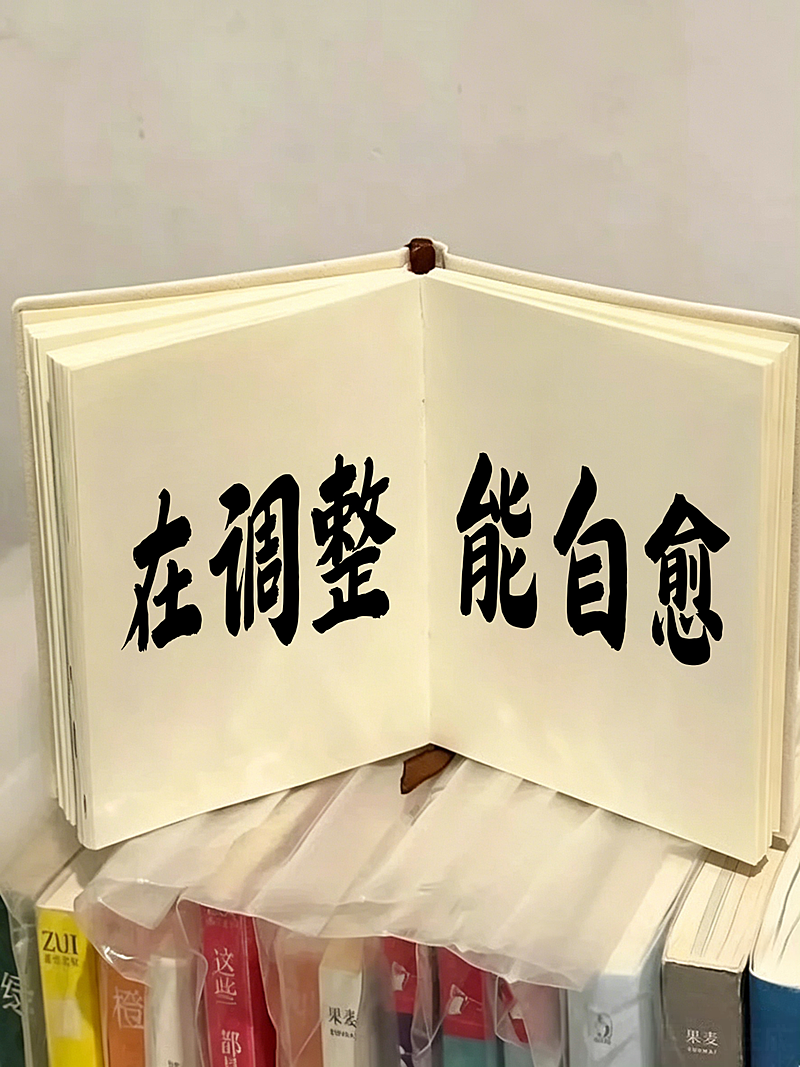 情绪调整情感记录书页大字实景风小红书封面