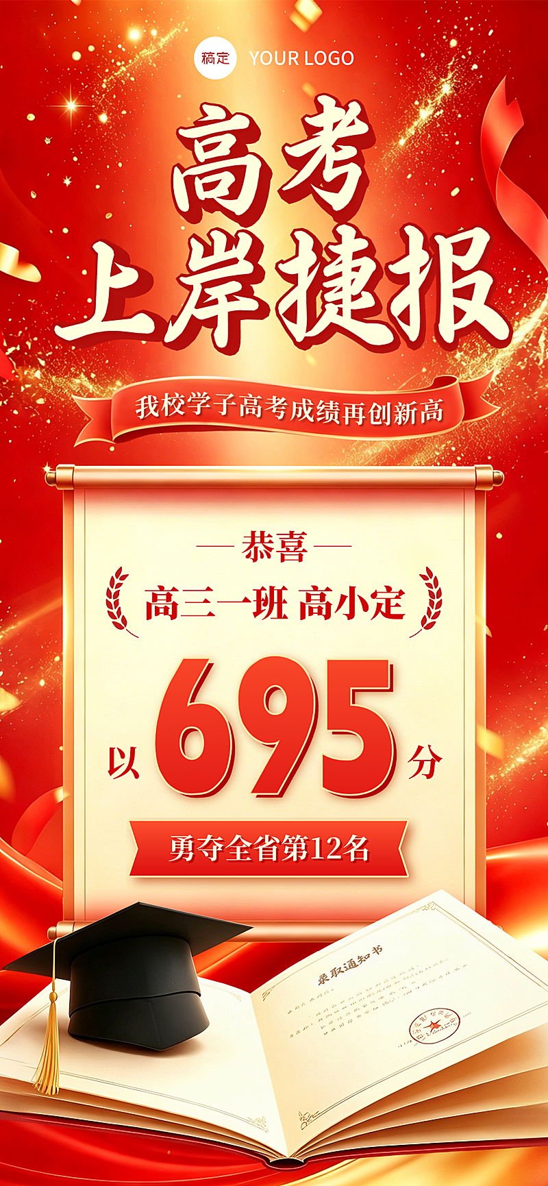 高考红金风成绩捷报海报
