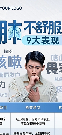 医疗机构肺部体检项目价格表营销现代感长图海报