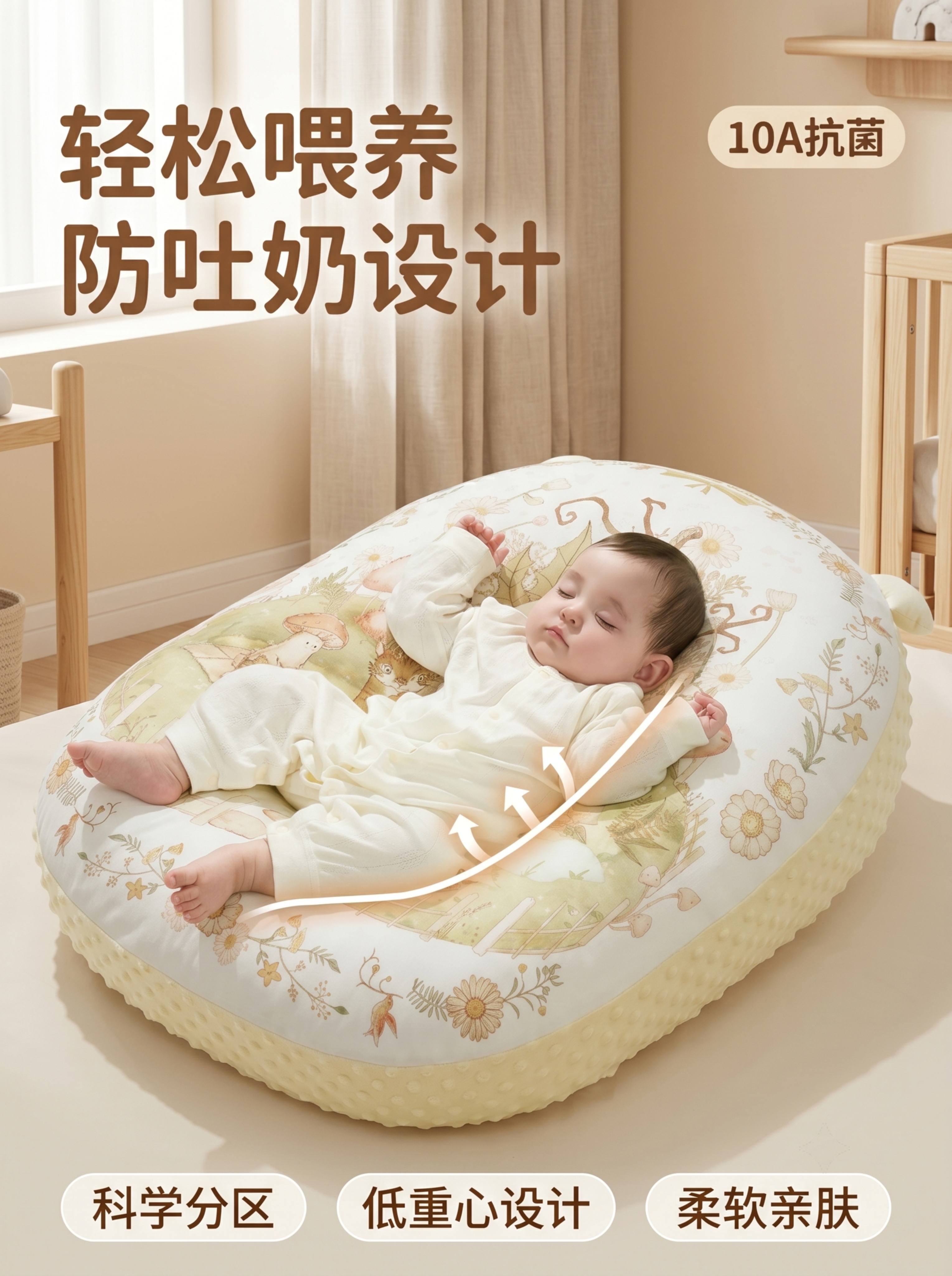 [主图-1] 防吐奶枕宝宝使用场景首图。 [氛围风格] 家居治… - 图片创意预览