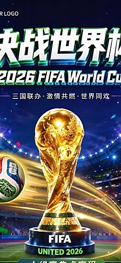 2026美加墨足球世界杯小组赛点赛程宣传长图海报