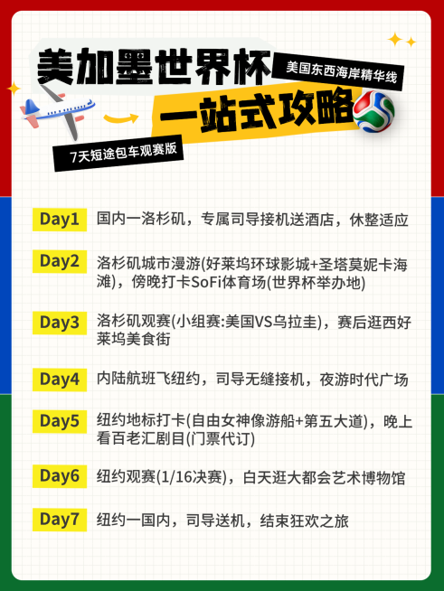 美加墨世界杯旅行攻略合集手帐风小红书配图预览效果