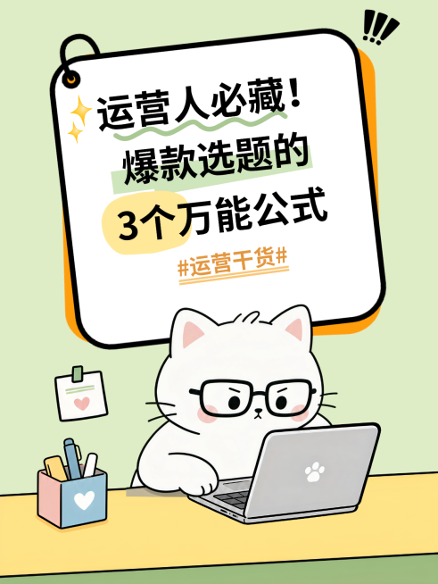 运营人必看爆款选题公式卡通风小红书封面预览效果