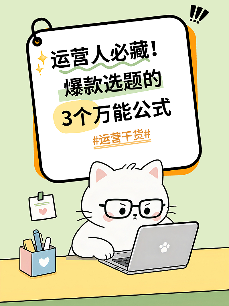 运营人必看爆款选题公式卡通风小红书封面