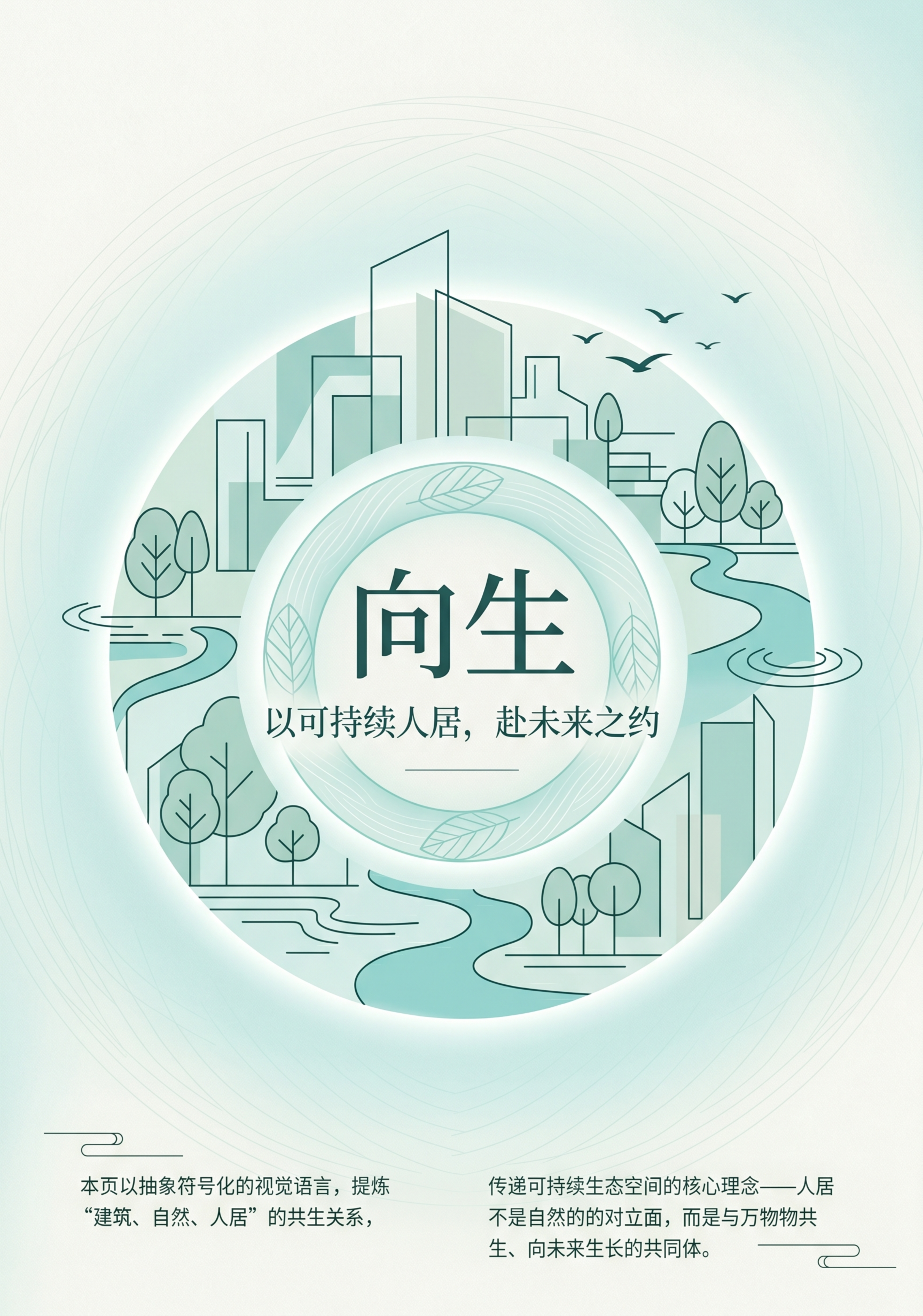 第3页「向生·未来」理念升华海报，竖版A3尺寸，与前两页视觉统… - 图片创意预览