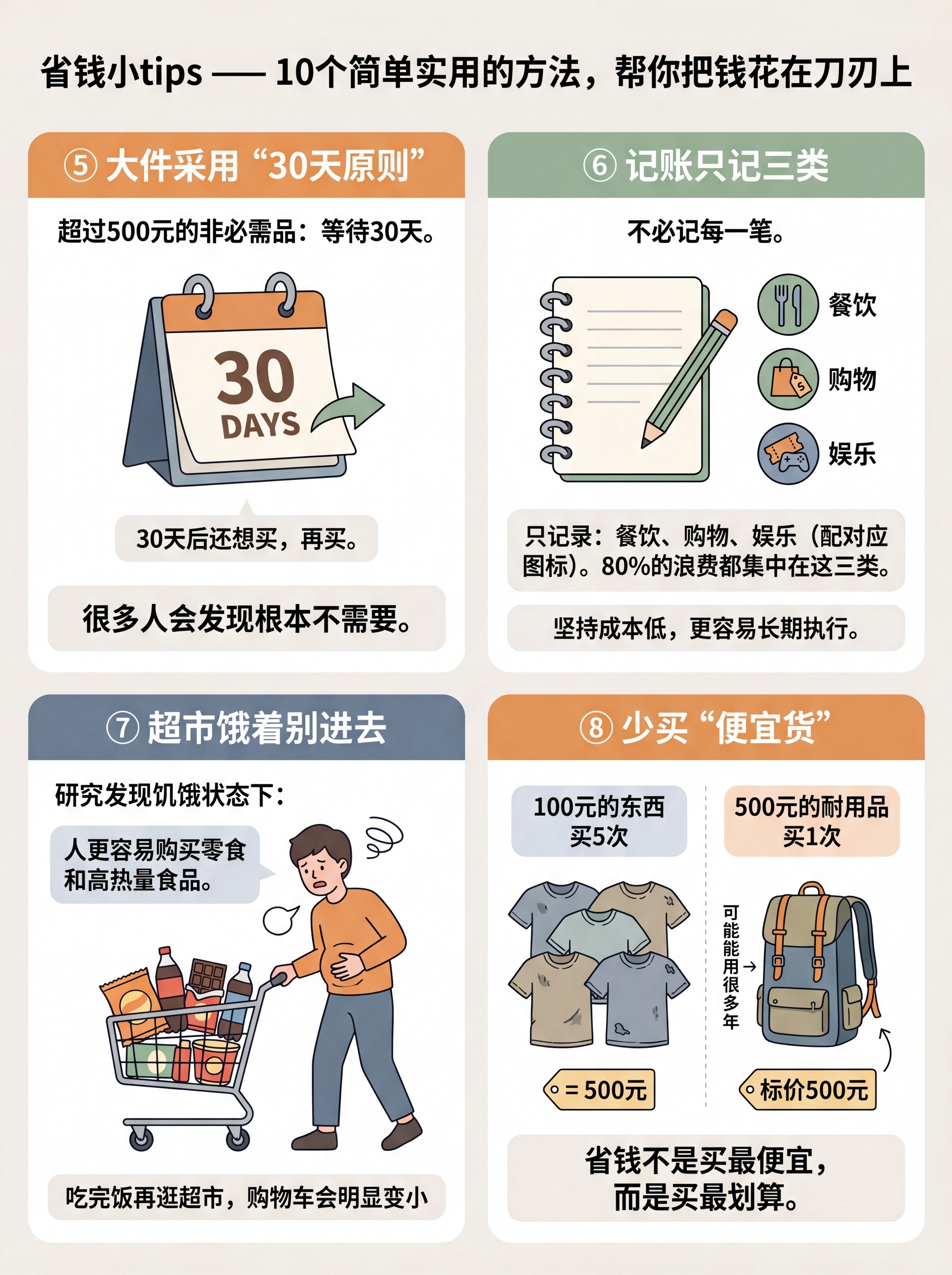 小红书爆款省钱科普信息图设计，3:4竖版海报，高级简约风格，浅… - 图片创意预览