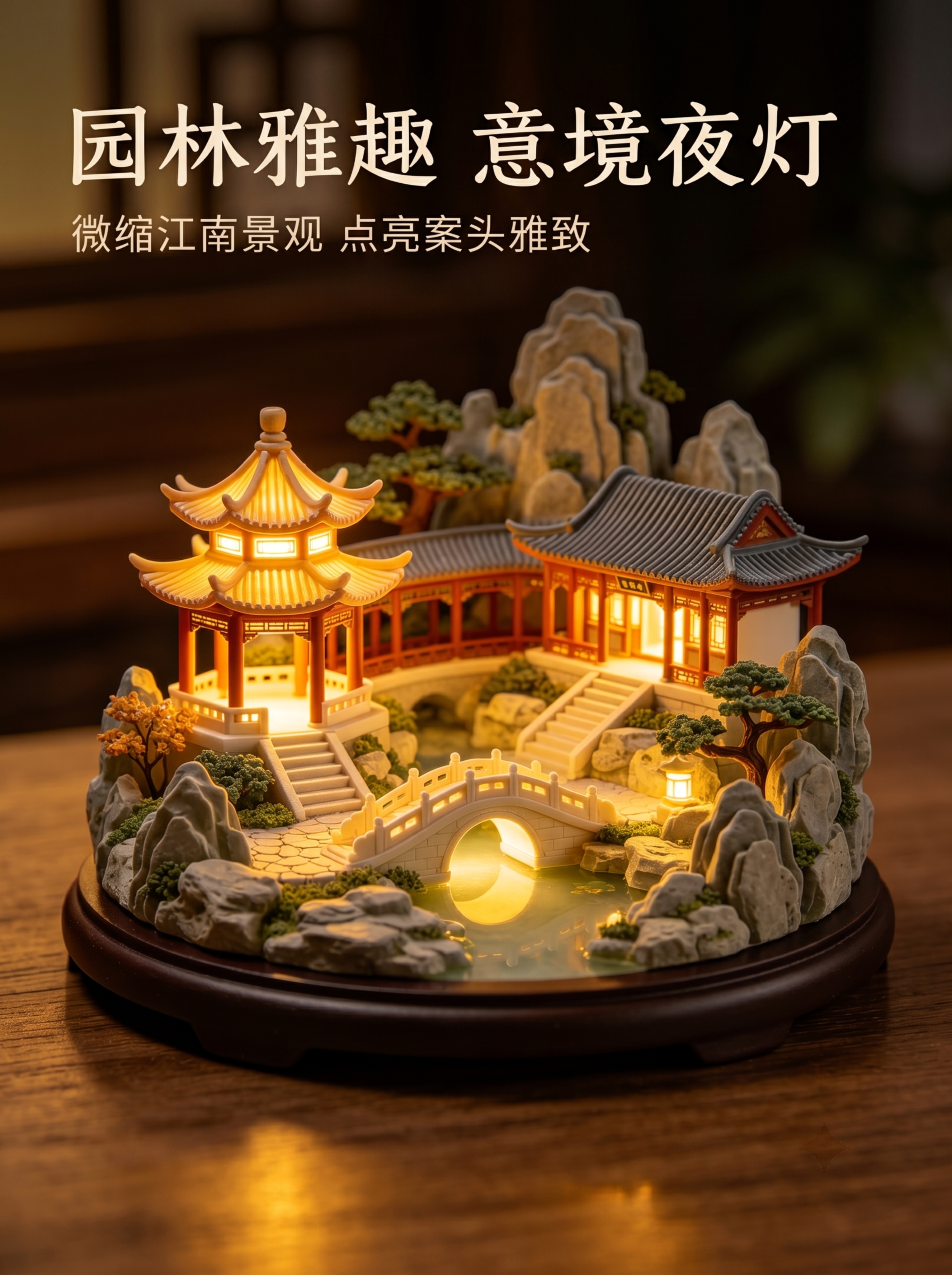 [第6屏] 氛围摆件页-江南园林微景观夜灯展示，本屏使用【图4… - 图片创意预览
