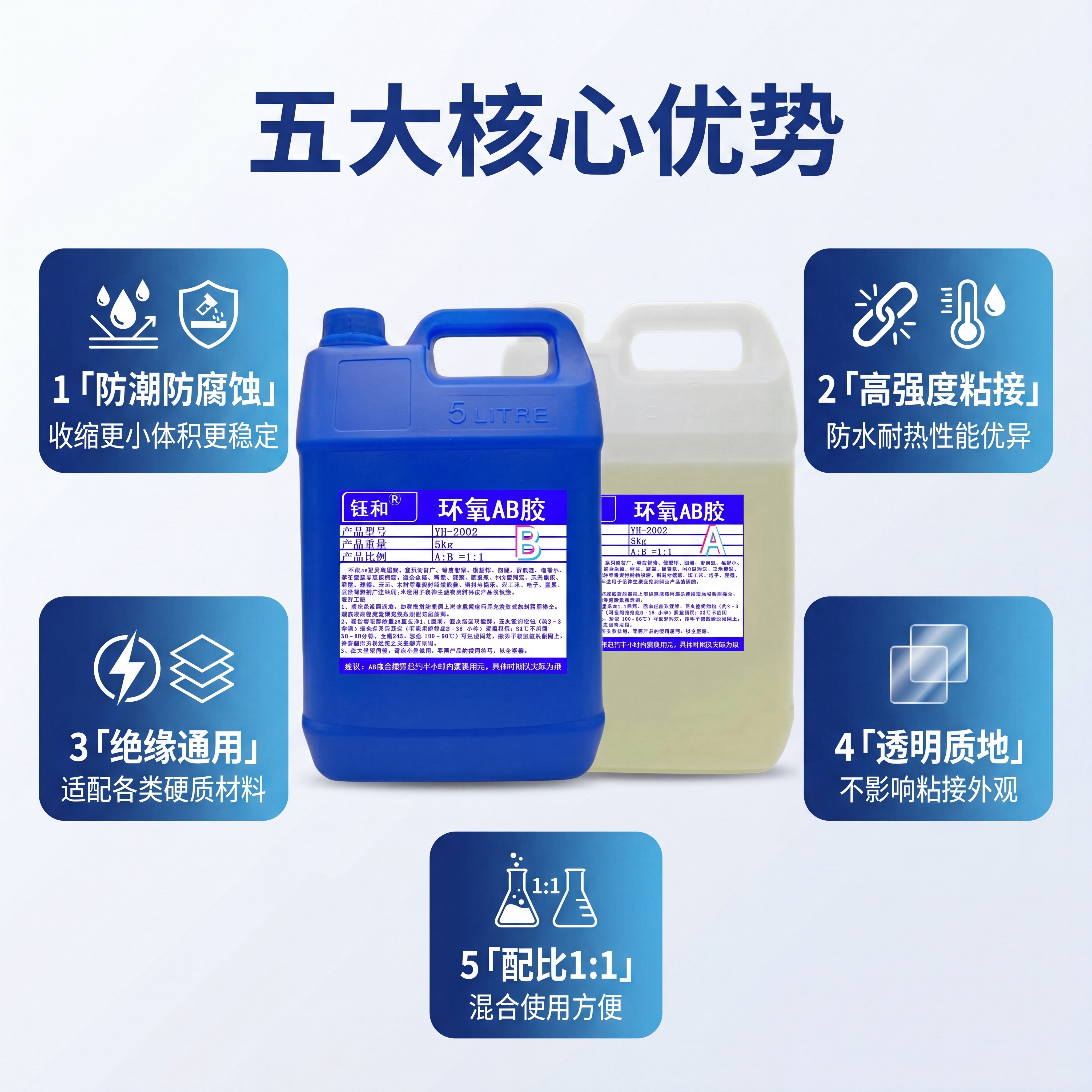 [主图-2] 环氧AB胶核心功能亮点展示图。氛围风格：专业清晰… - 图片创意预览