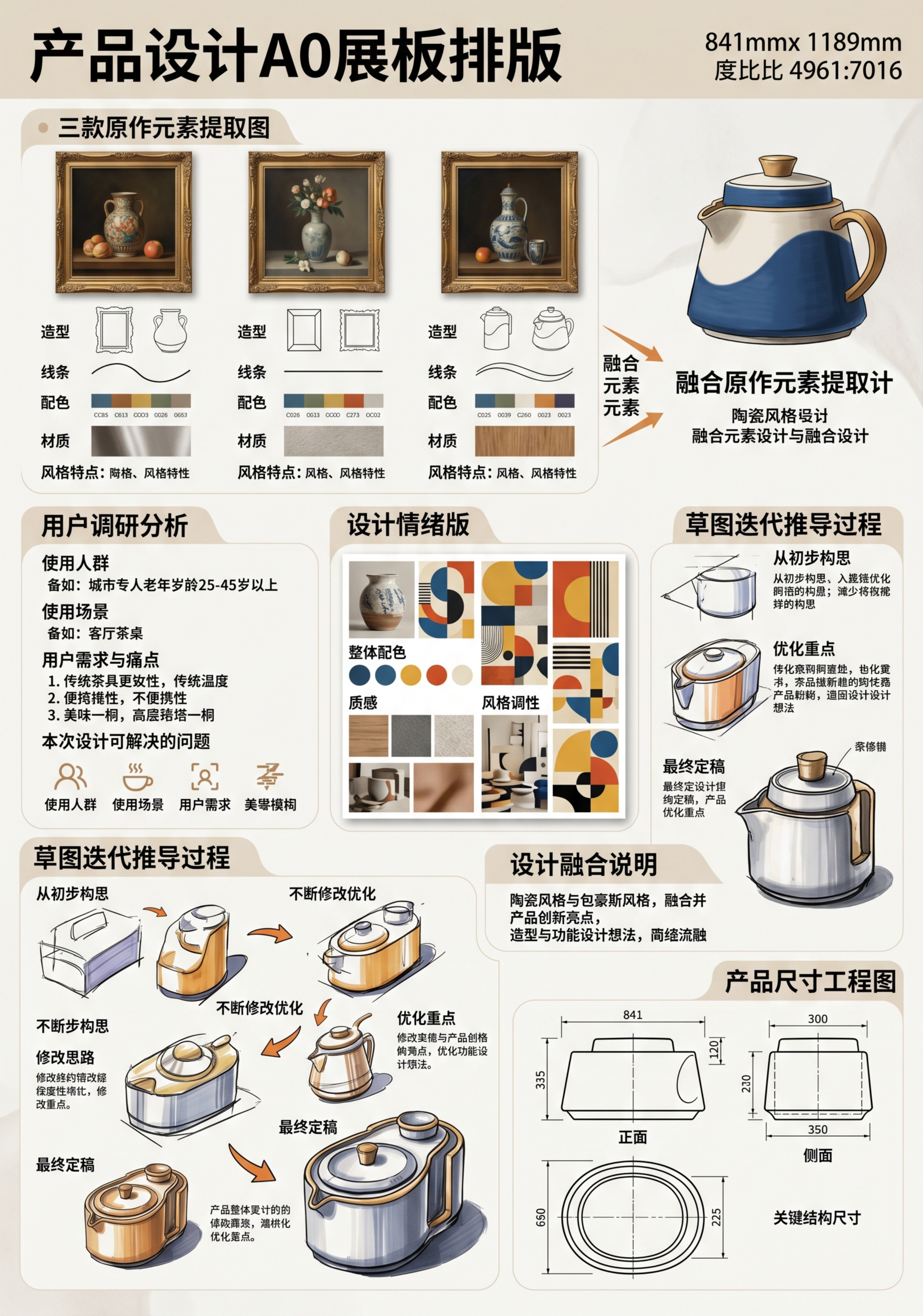 产品设计A0展板排版，尺寸宽841mm长1189mm，排版错落… - 图片创意预览