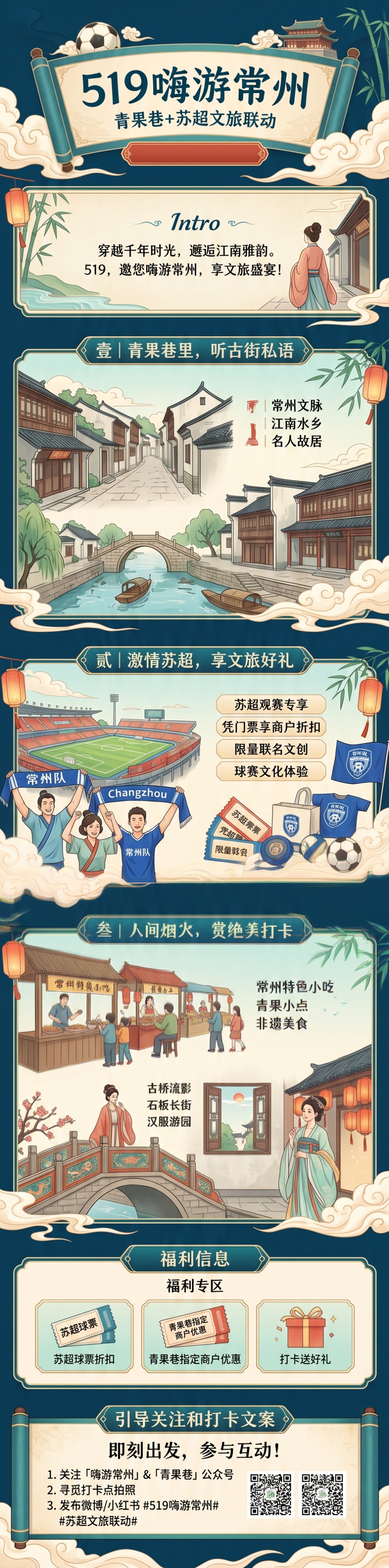 「519 嗨游常州・青果巷+苏超文旅联动」营销长图，AIGC生… - 图片创意预览