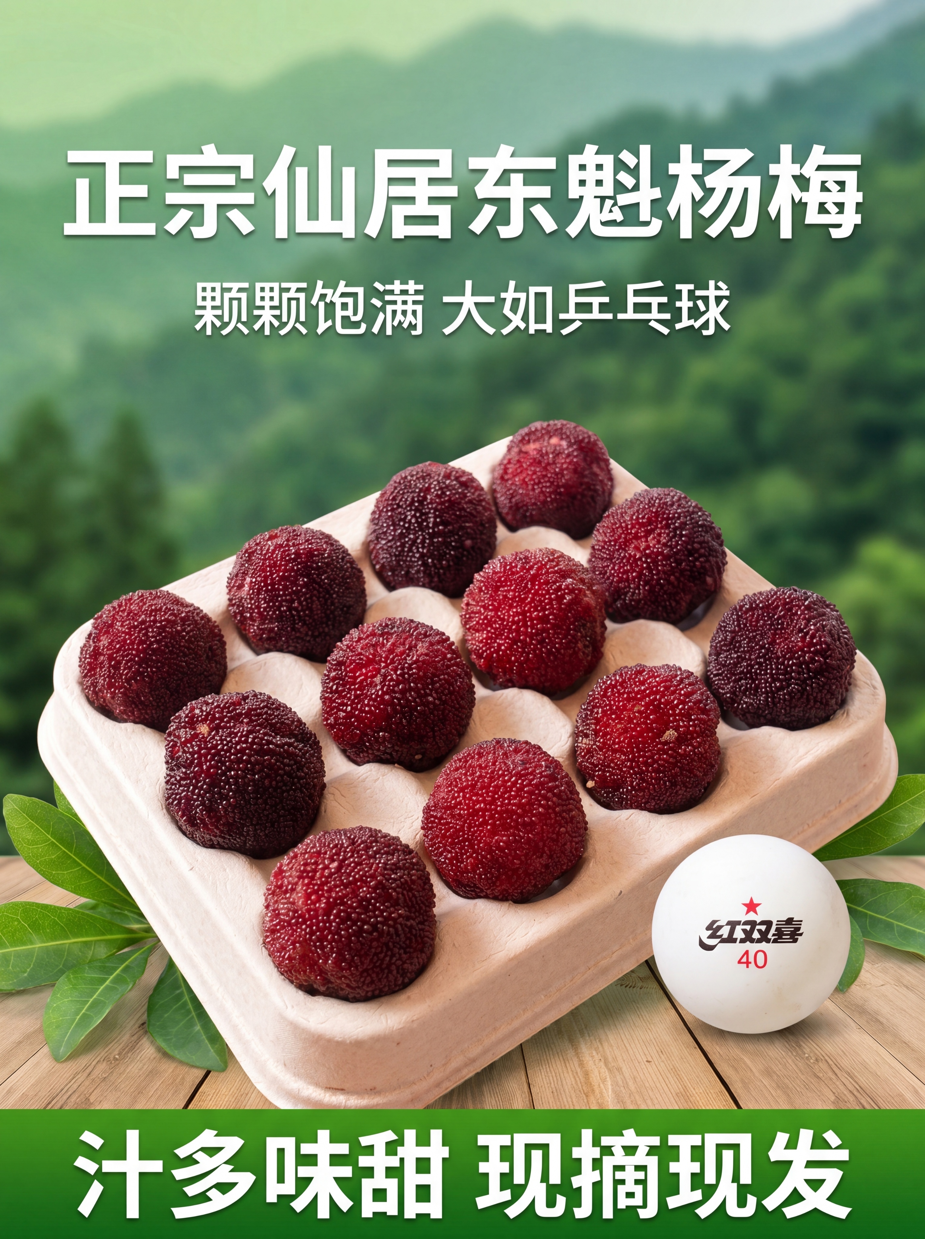 [第1屏] 详情页头图-浙江仙居东魁杨梅主视觉宣传图。本屏使用… - 图片创意预览