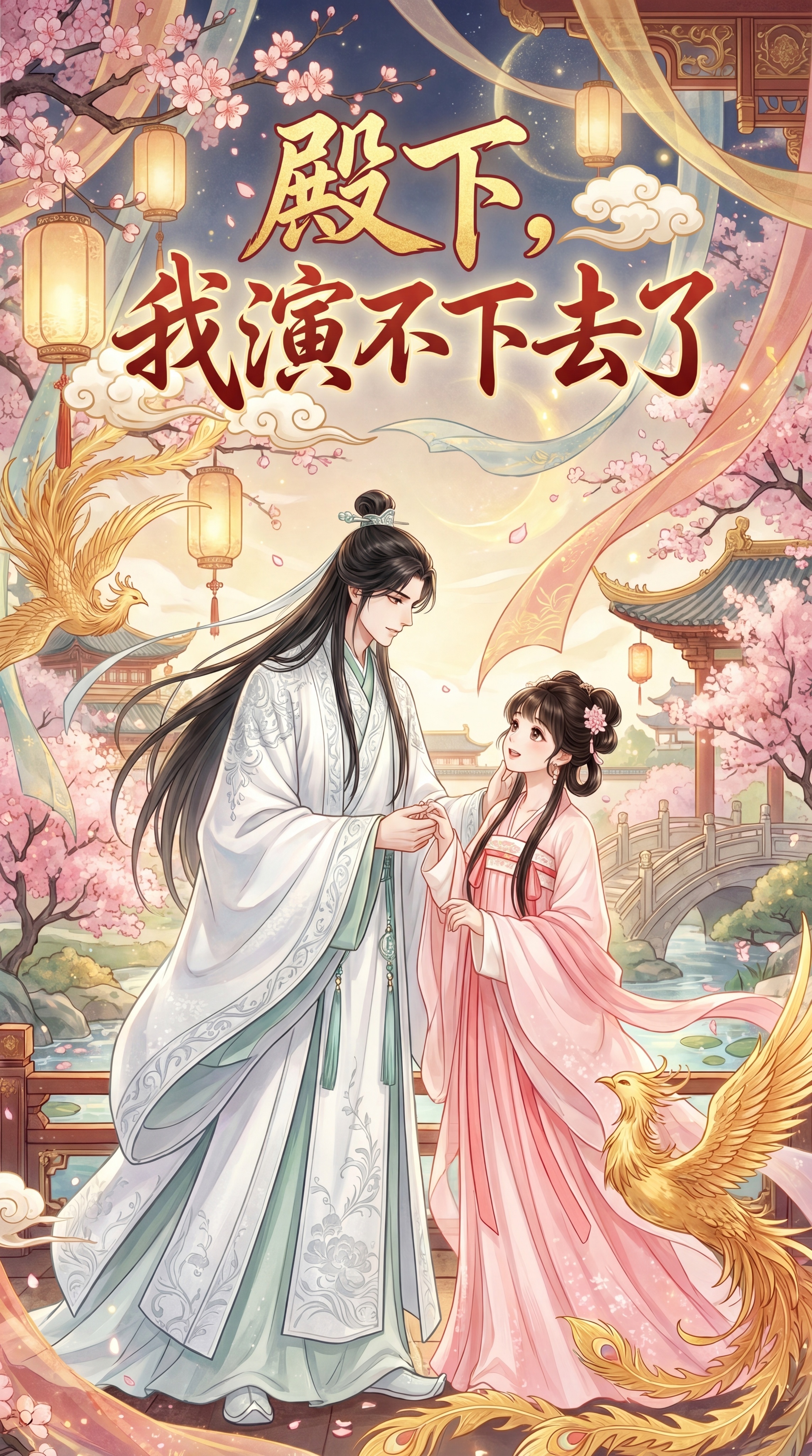生成华丽的古风漫画封面，比例9:16，背景不是纯白色，图中有一… - 图片创意预览