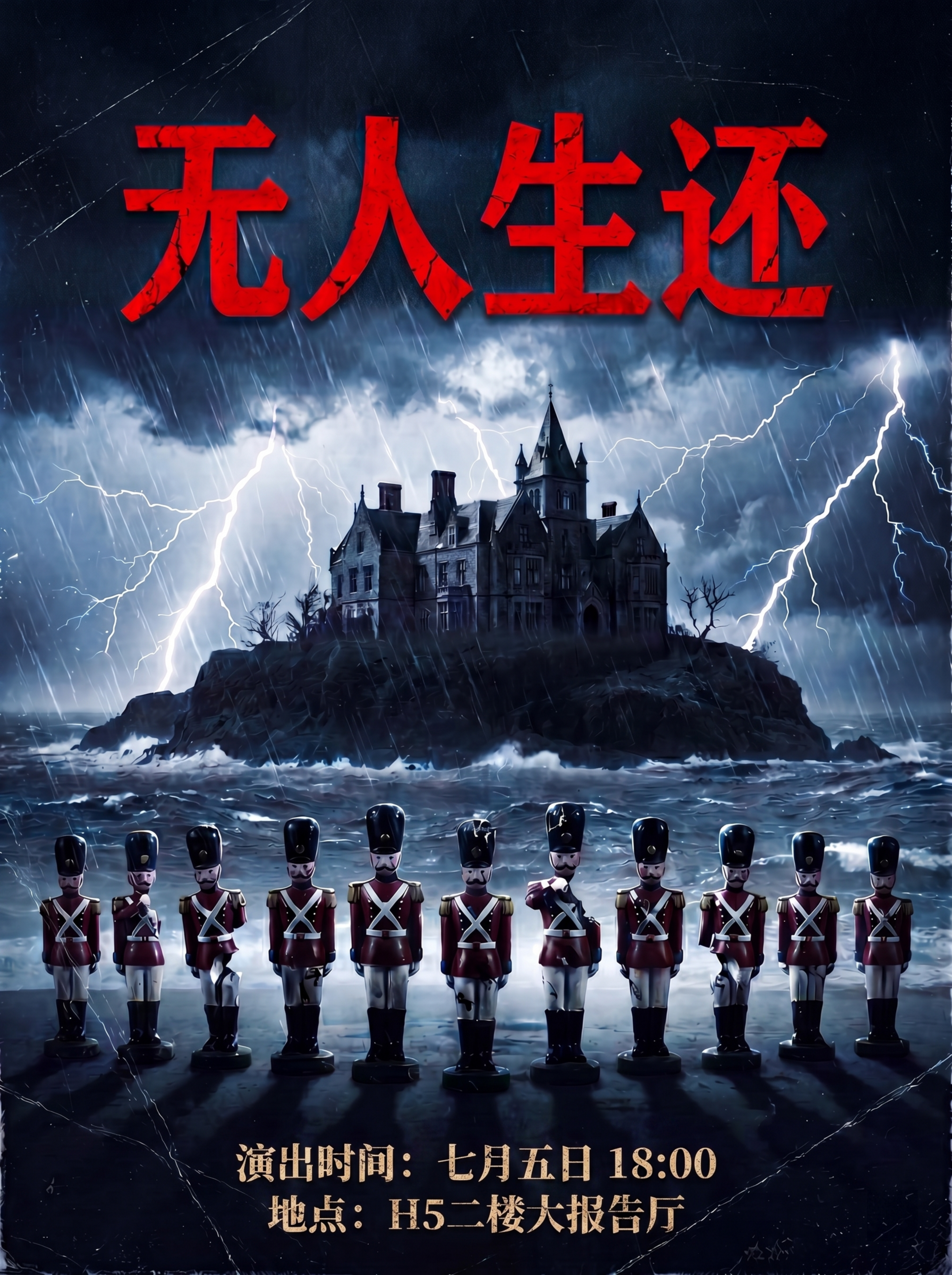 修改海报底部的演出时间地点文字，字体改为米白色复古做旧哥特风艺… - 图片创意预览