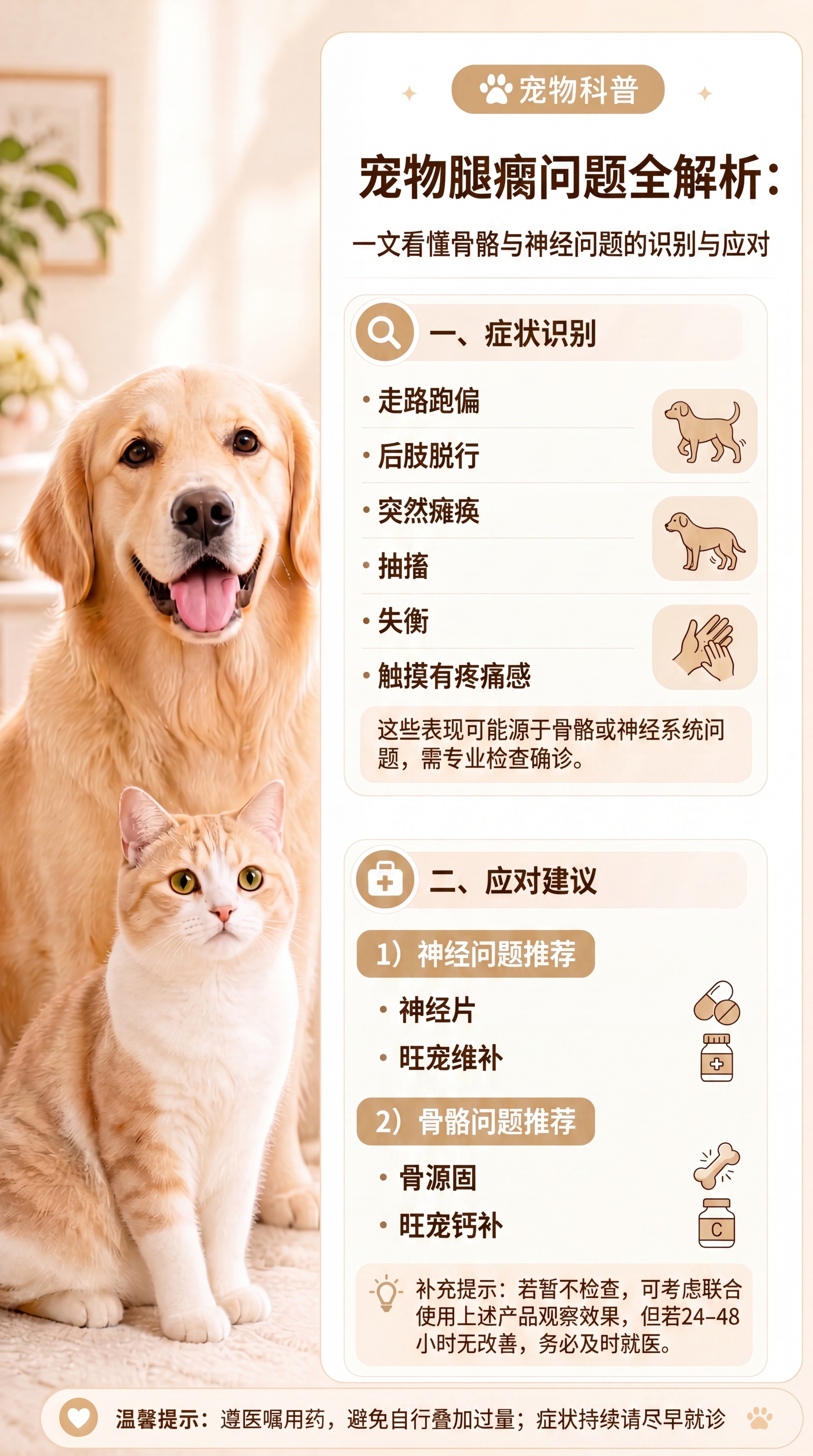 腿瘸 猫狗出现走路跑偏，后肢脱行，突然瘫痪，抽搐，失衡，触摸有… - 图片创意预览