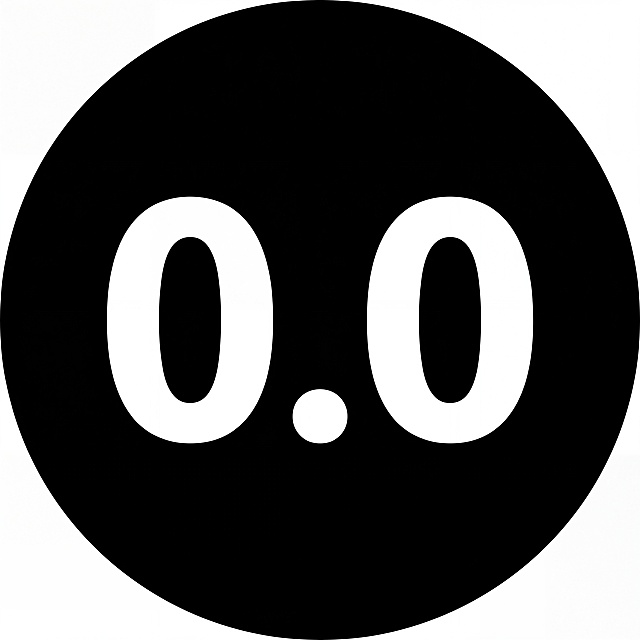 纯黑色背景，画布中央有一个巨大的白色文字"0.0"，简约风格的头像设计，高清画质，文字清晰锐利