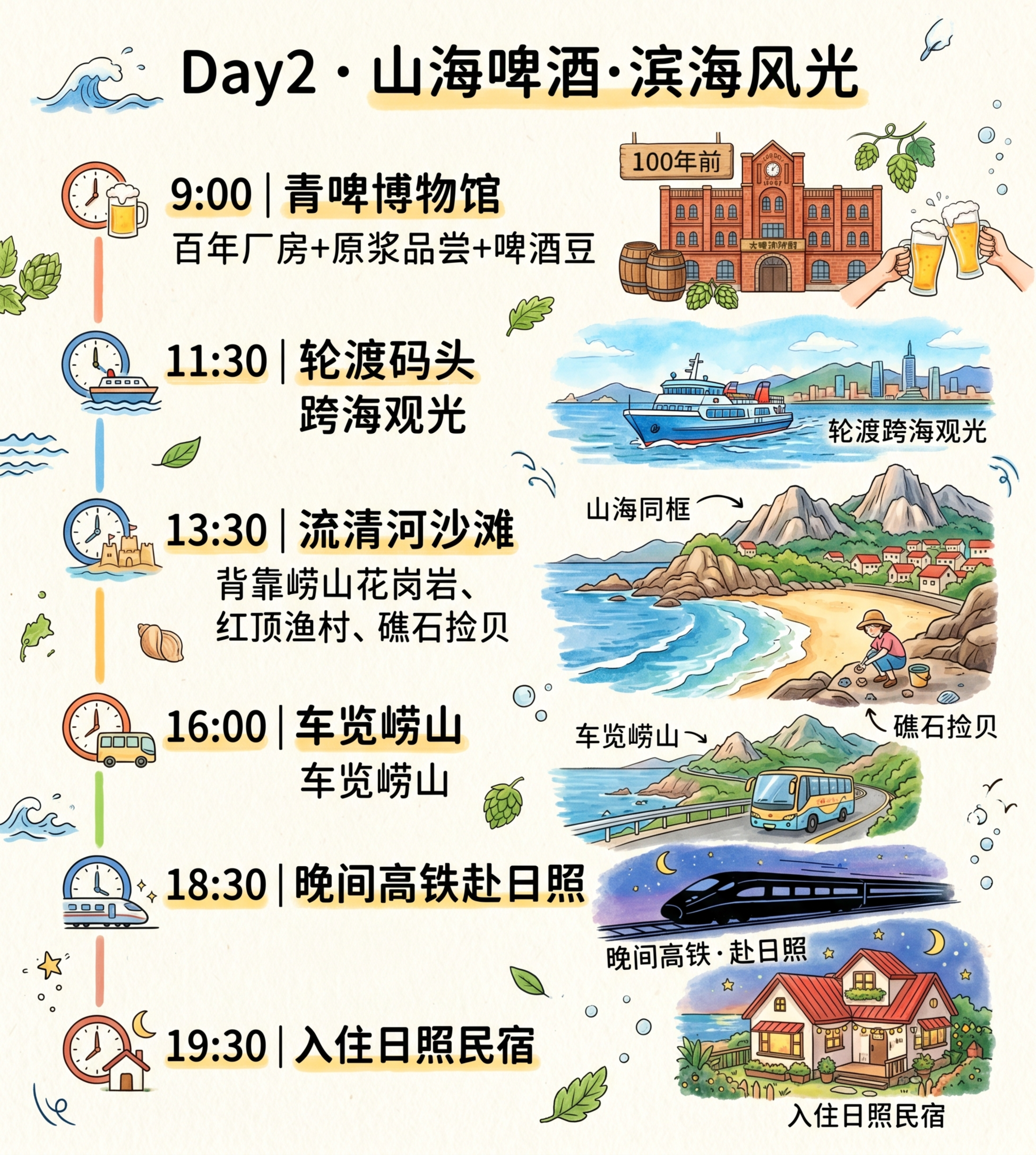 手绘风格Day2行程模块图，竖版1080×1200，4K高清。… - 图片创意预览