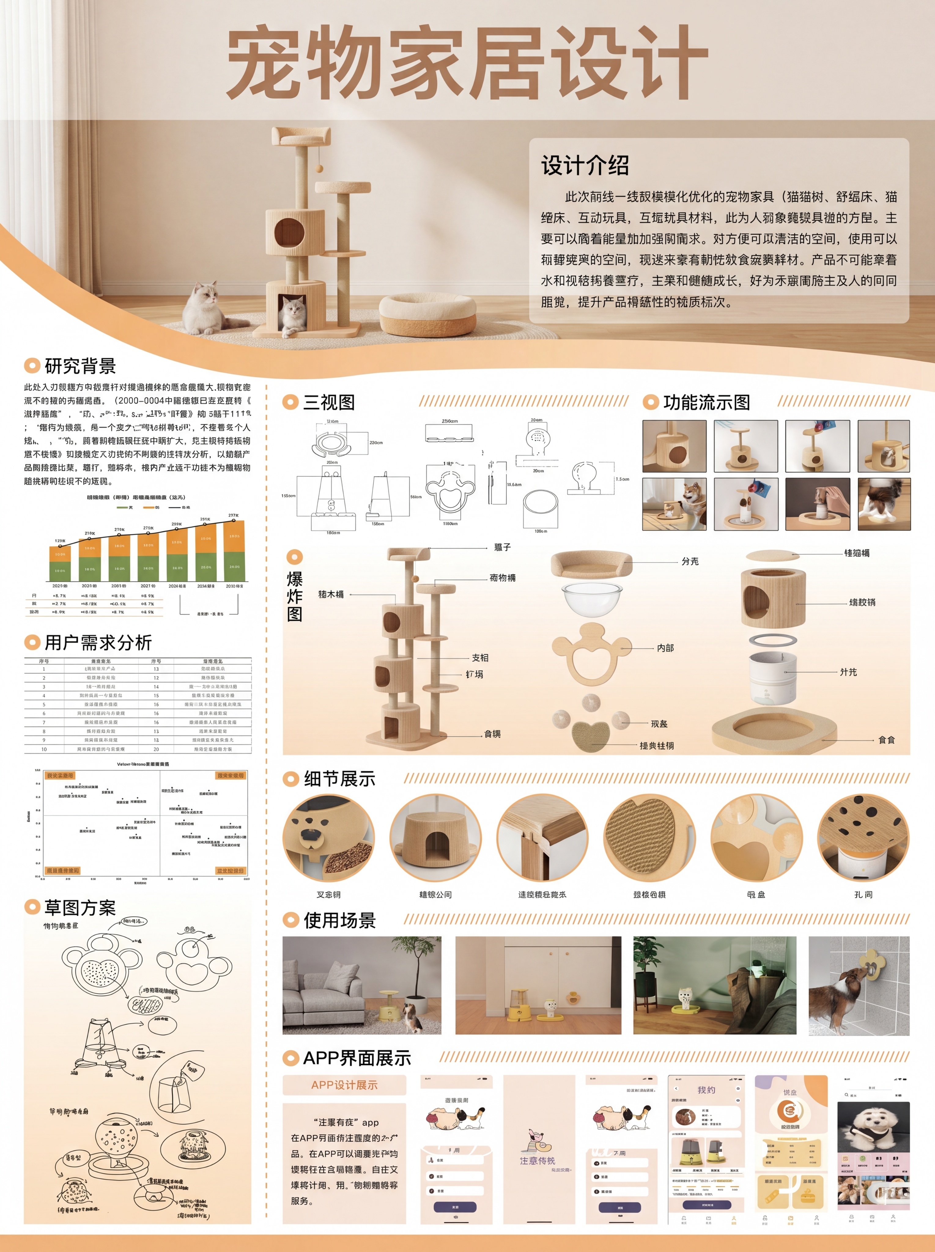 模仿参考图风格，生成一张宠物家居展板设计，整体排版为产品设计展… - 图片创意预览