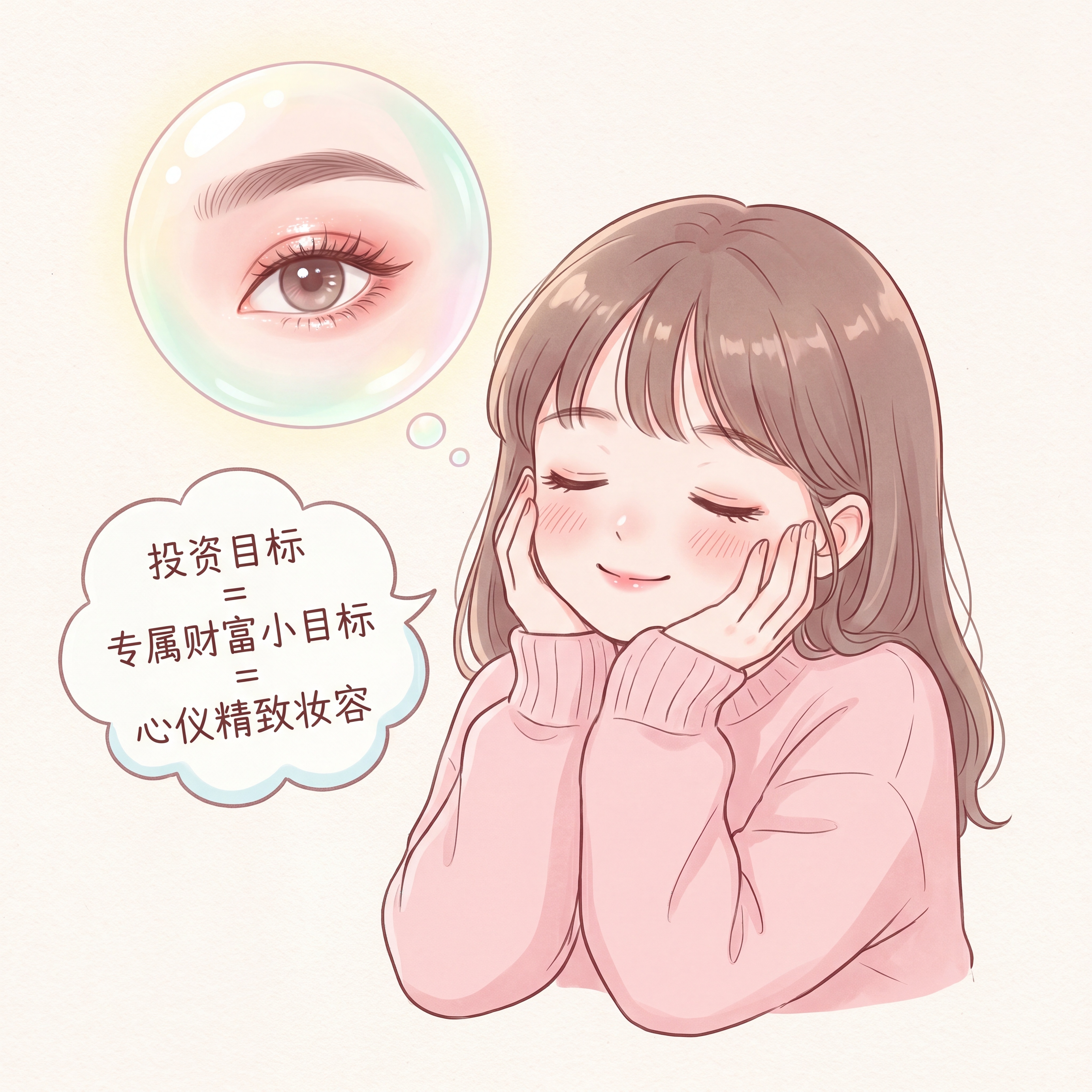 日系少女漫画风，柔和马卡龙配色，线条圆润细腻，浅米色简约背景，… - 图片创意预览