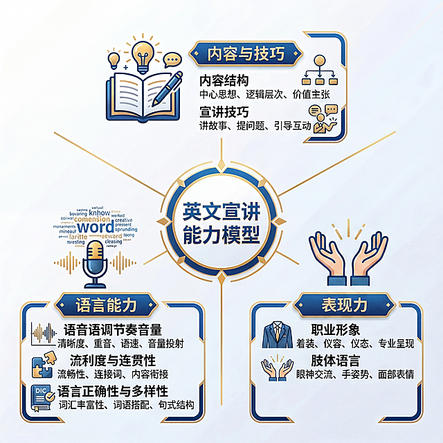 将"表现力-肢体语言"搭配的小图标更换为其他不重复的样式，保持图标风格和位置不变，其他所有内容、布局、配色均保持原样