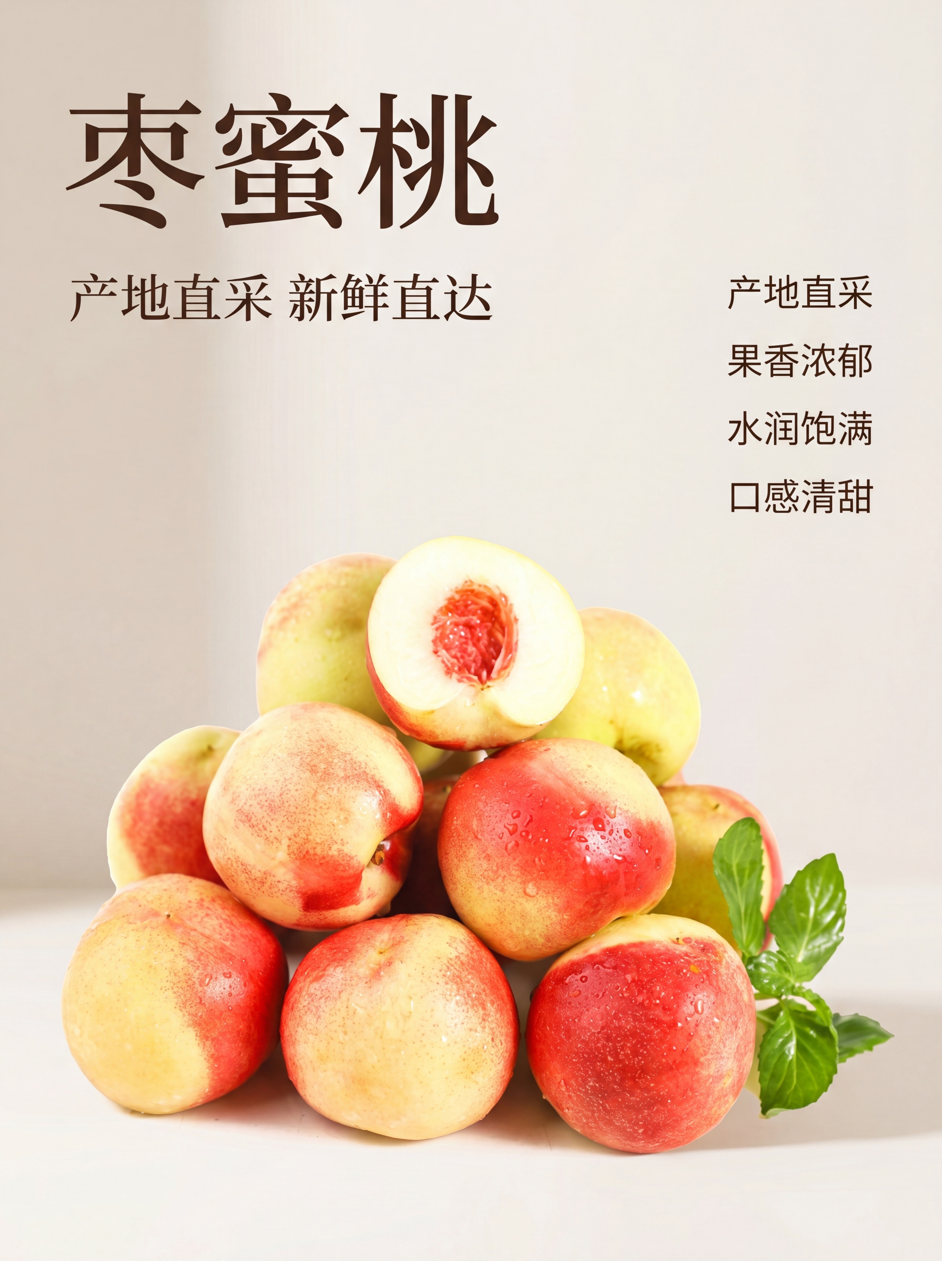 高端大气极简高级风格枣蜜桃宣传海报，主标题“枣蜜桃”，副标题“… - 图片创意预览