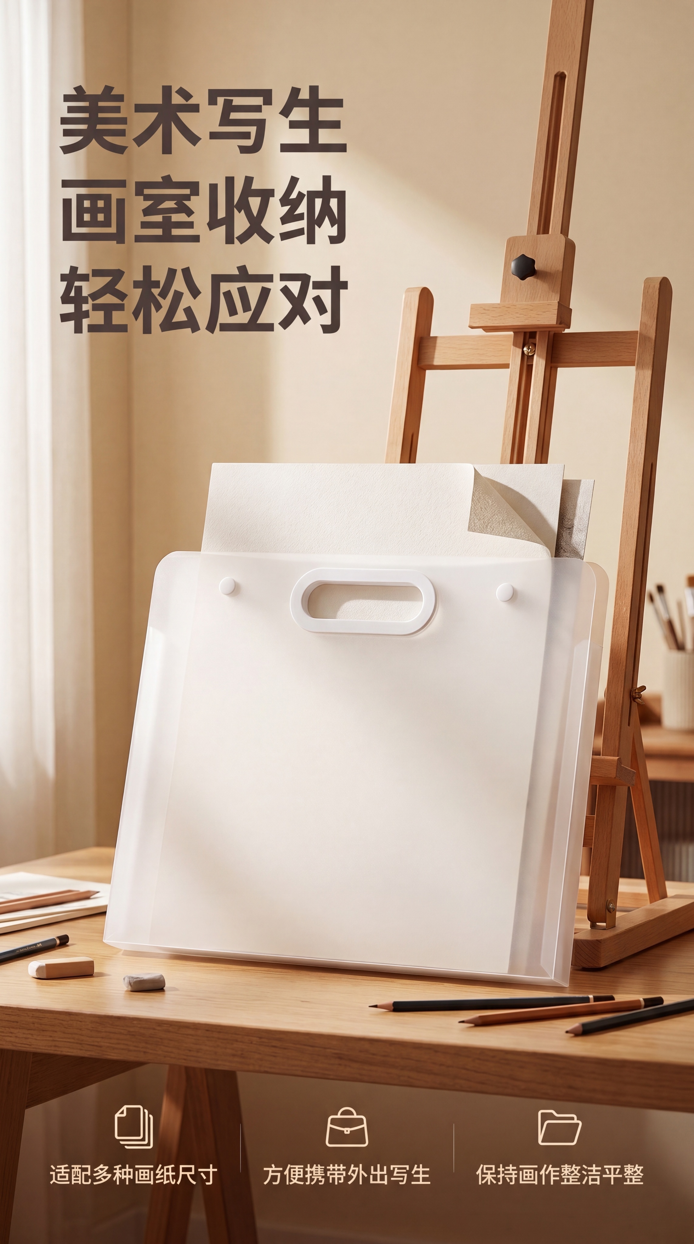 [第5屏] 真实场景展示-美术工作室中画稿袋收纳存放画稿。本屏… - 图片创意预览