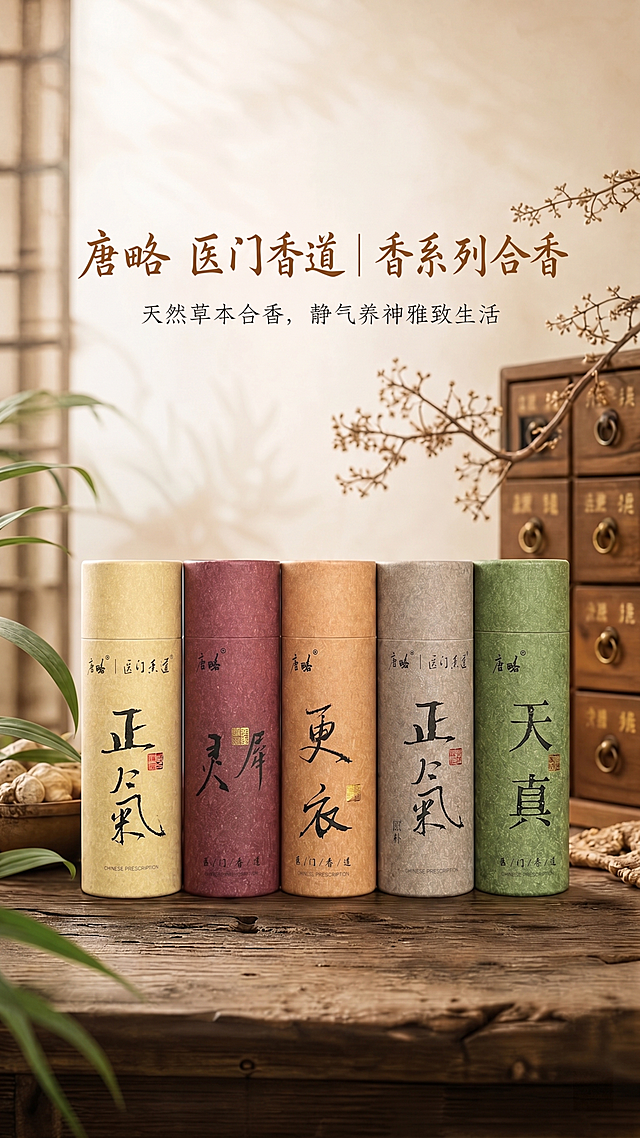 将第一张图片中第二个红色瓶子替换为第二张图片里的灵犀香瓶子样式，保持第一张图的其他元素、文字、背景、排版、整体风格都完全不变