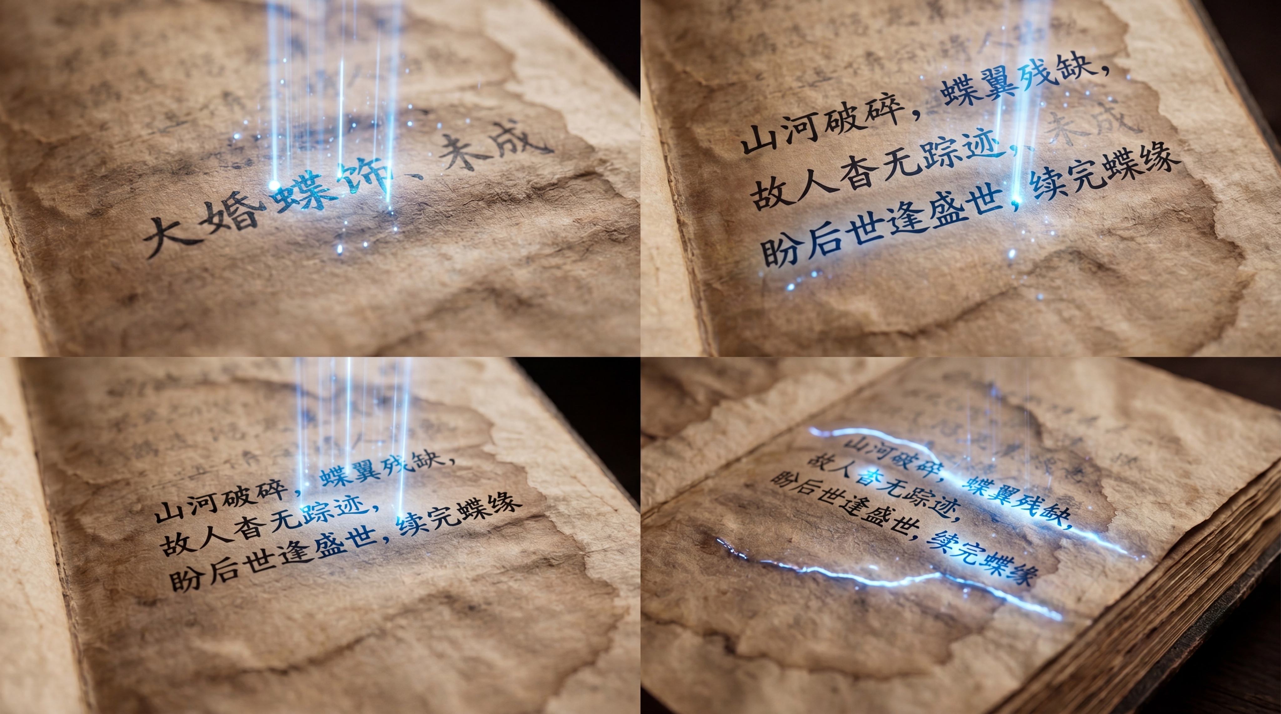 多角度生成泛黄手札最后一页，AI数字修复补齐残缺墨字："山河破… - 图片创意预览