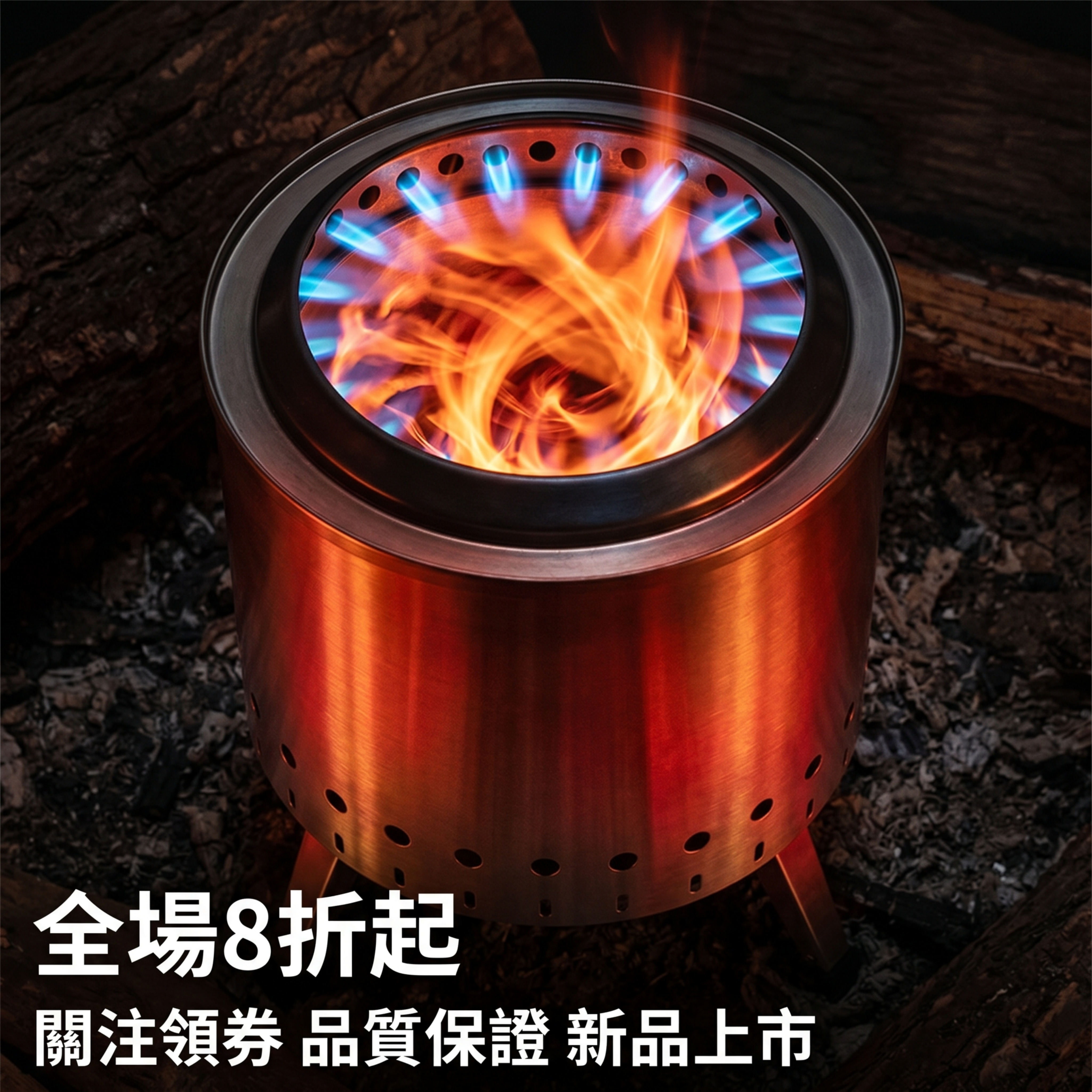 [主图-1] 迷你不鏽鋼柴火爐火焰艺术首图，慢速快门拍摄迷你不… - 图片创意预览