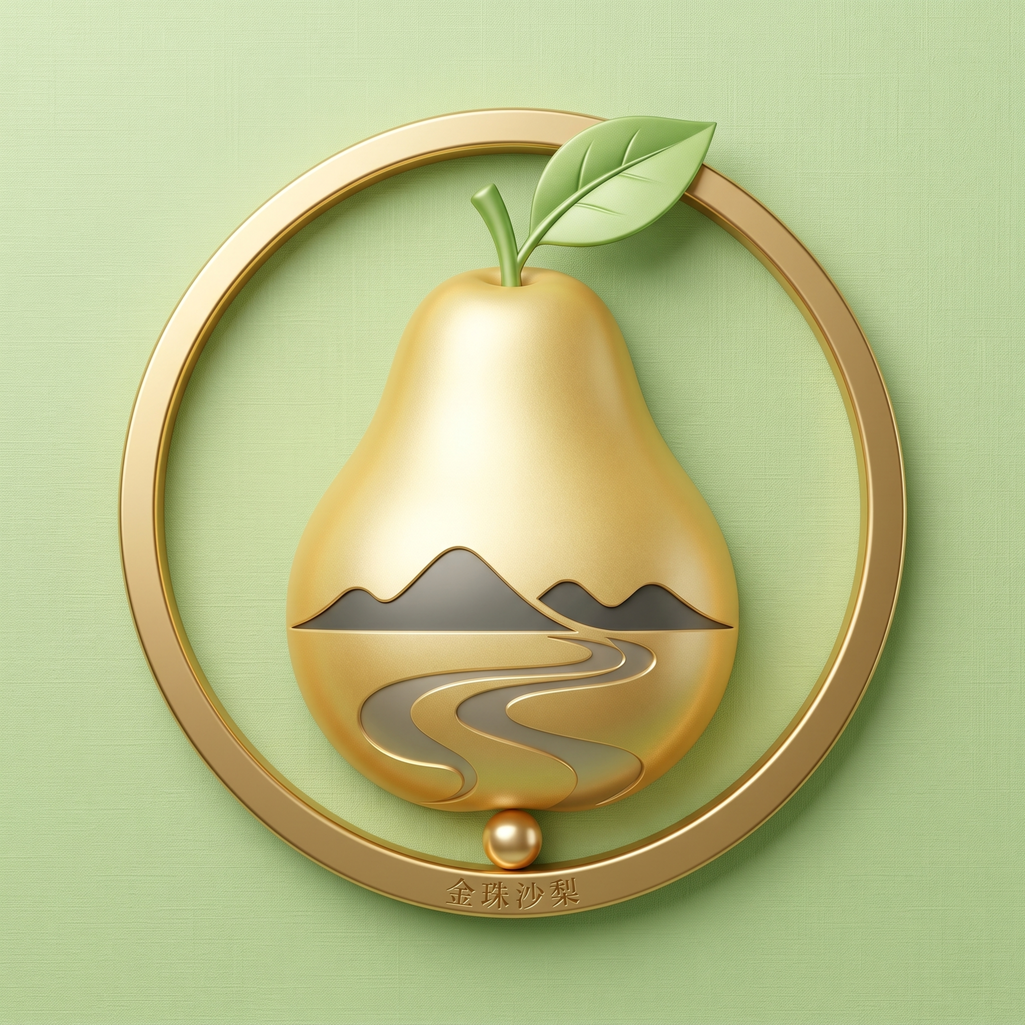 金珠沙梨电商店铺头像设计，参考提供的logo，保持嫩绿色和金黄… - 图片创意预览