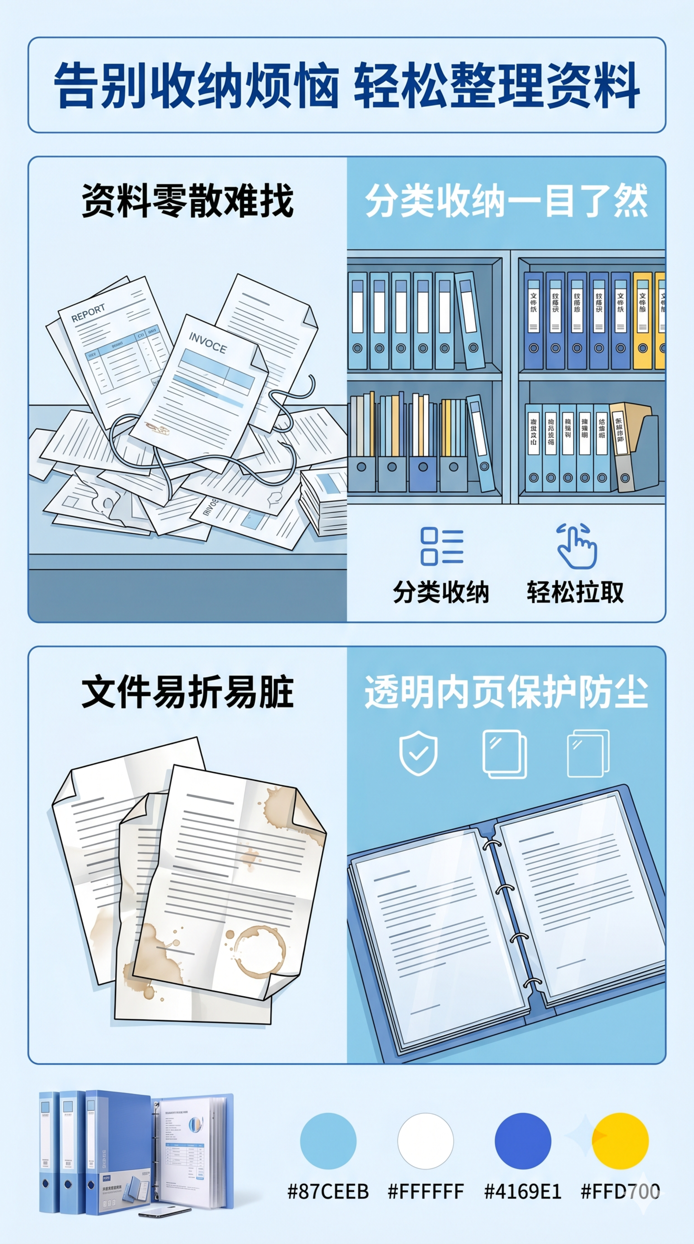 [第2屏] 痛点解决：展示整理资料常见问题与本产品解决方案。本… - 图片创意预览