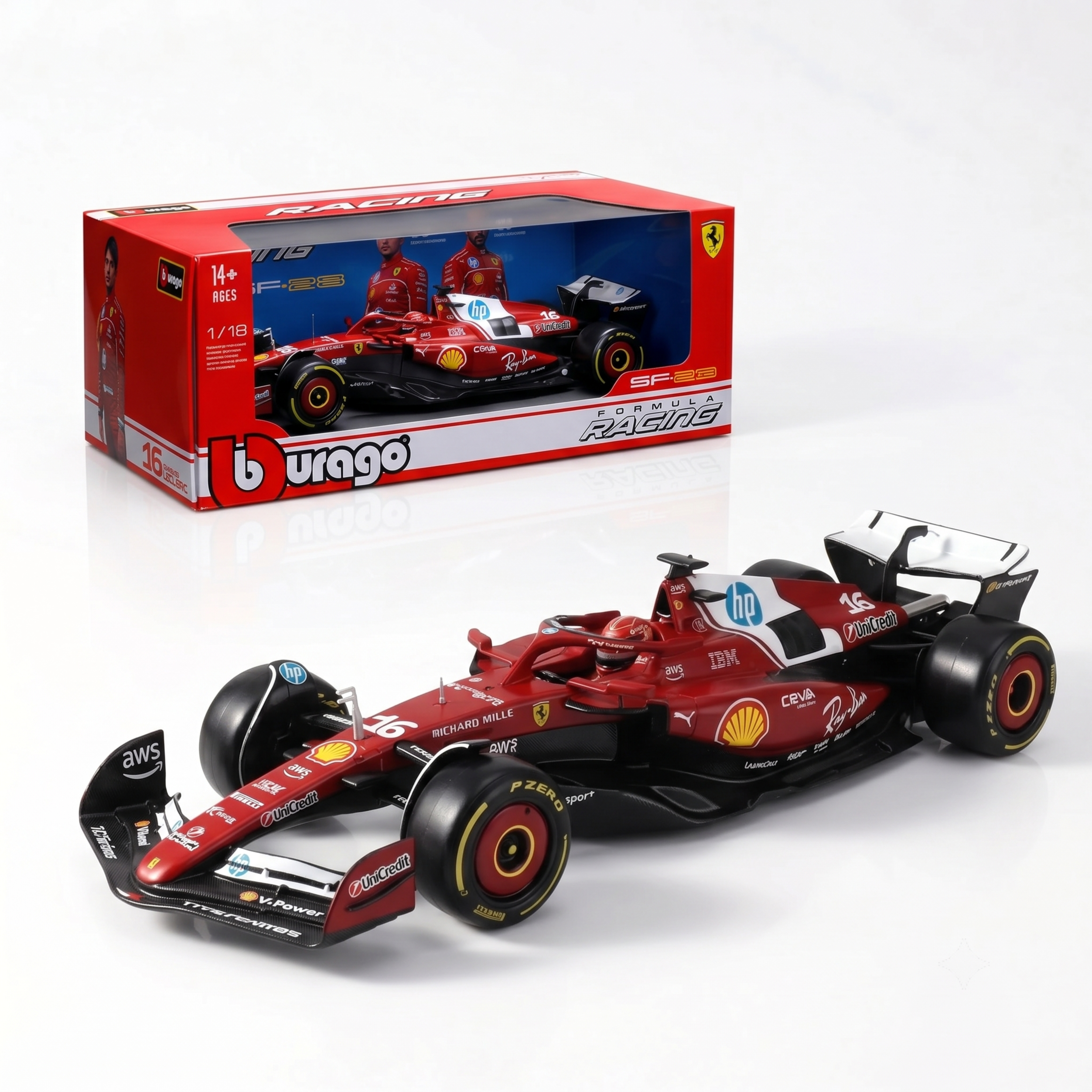 将图1的法拉利F1赛车模型和包装盒应用图2同款视觉风格，参考图… - 图片创意预览