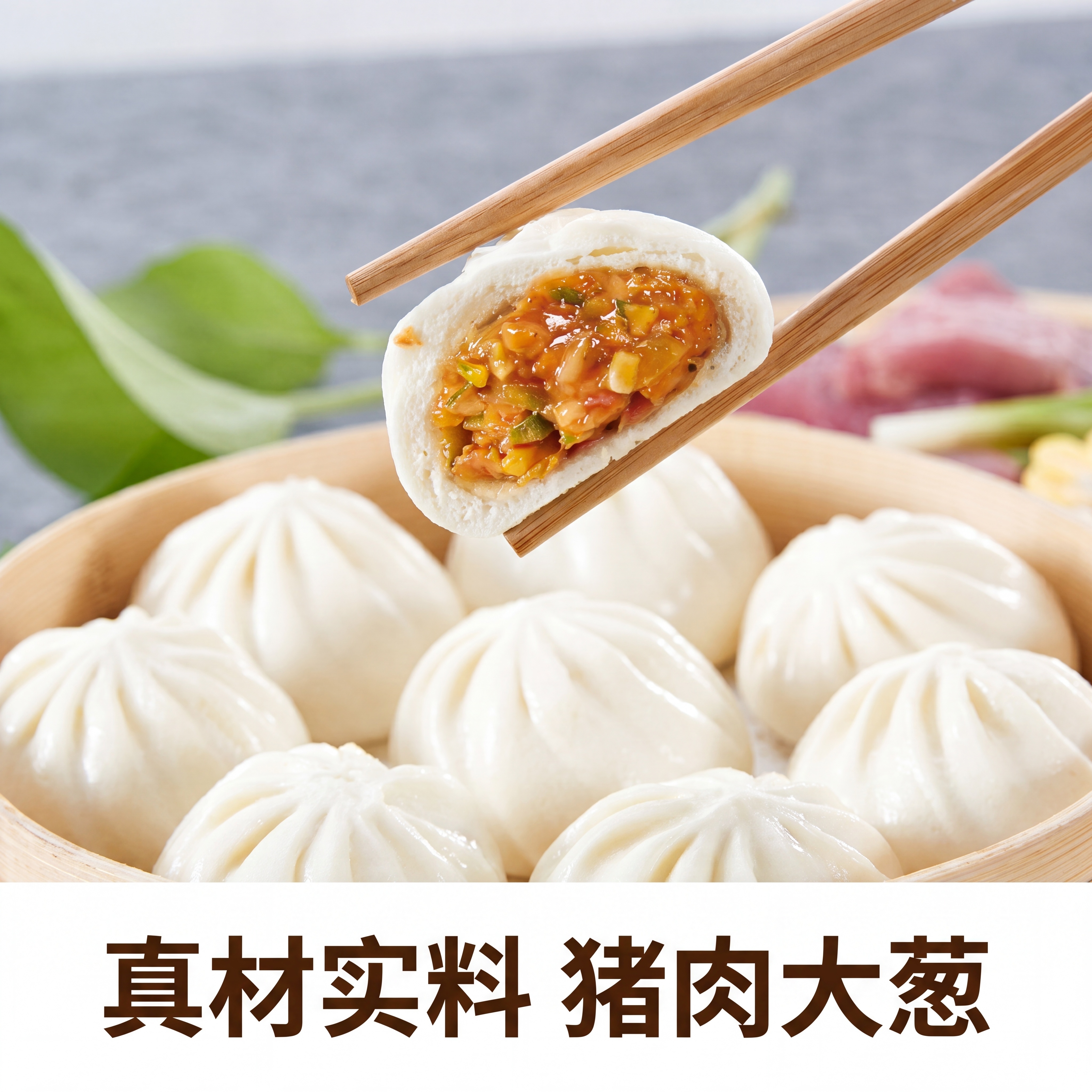 基于输入图片进行图生图，保持原小笼包和内馅外观、材质颜色不变，… - 图片创意预览