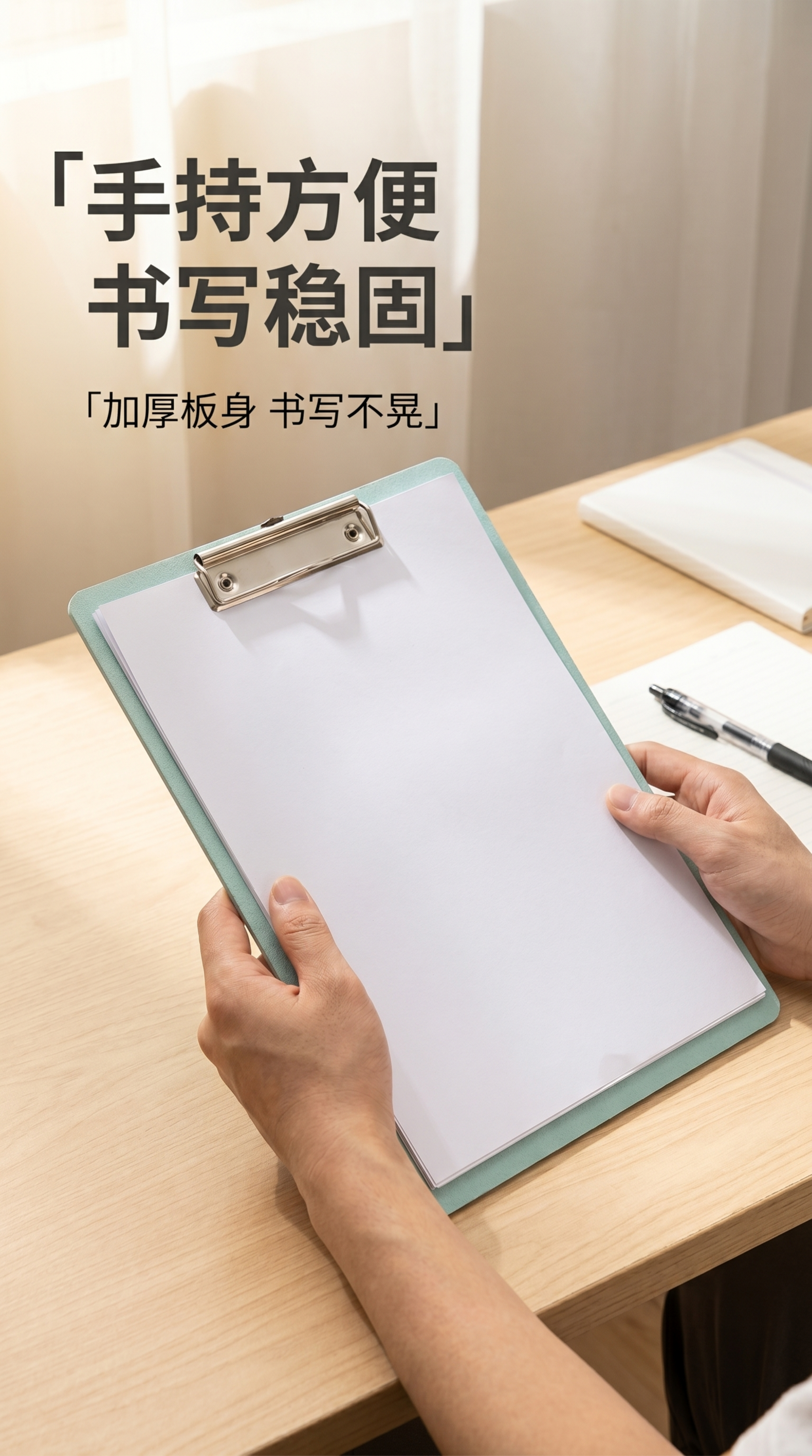 [第4屏] 功能演示屏，真人手持单板夹展示日常使用场景。 [氛… - 图片创意预览