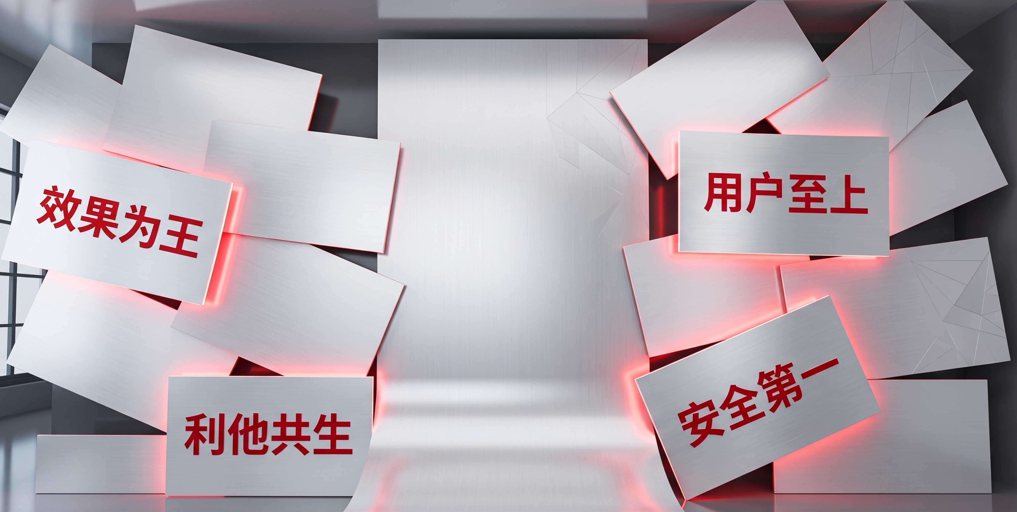 修改当前宣传墙效果图：整体配色调整为银白色为主、红色为辅；删除… - 图片创意预览