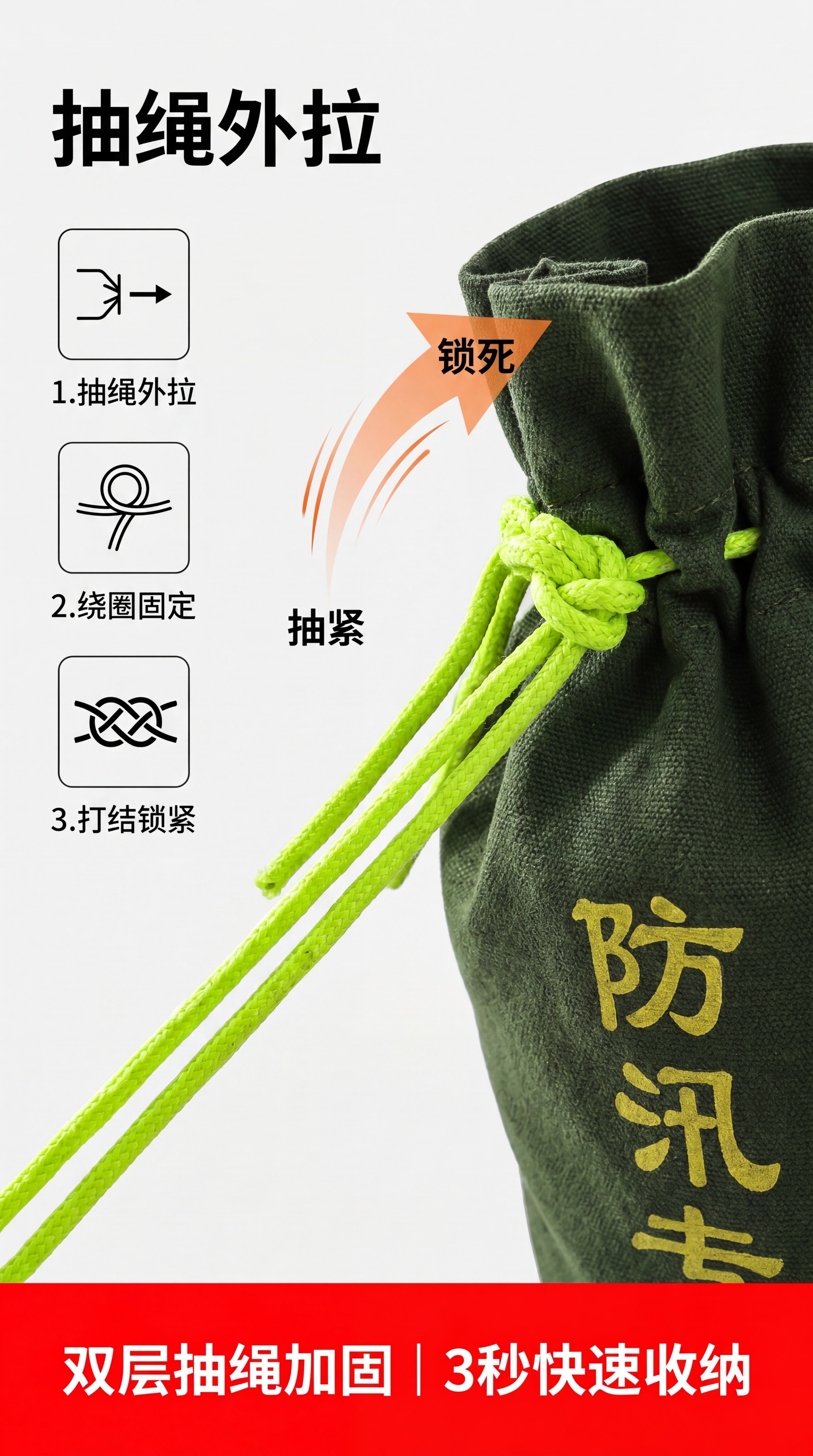 【第4屏】结构细节-抽绳收紧机制演示：【图1】沙袋束口处45°… - 图片创意预览