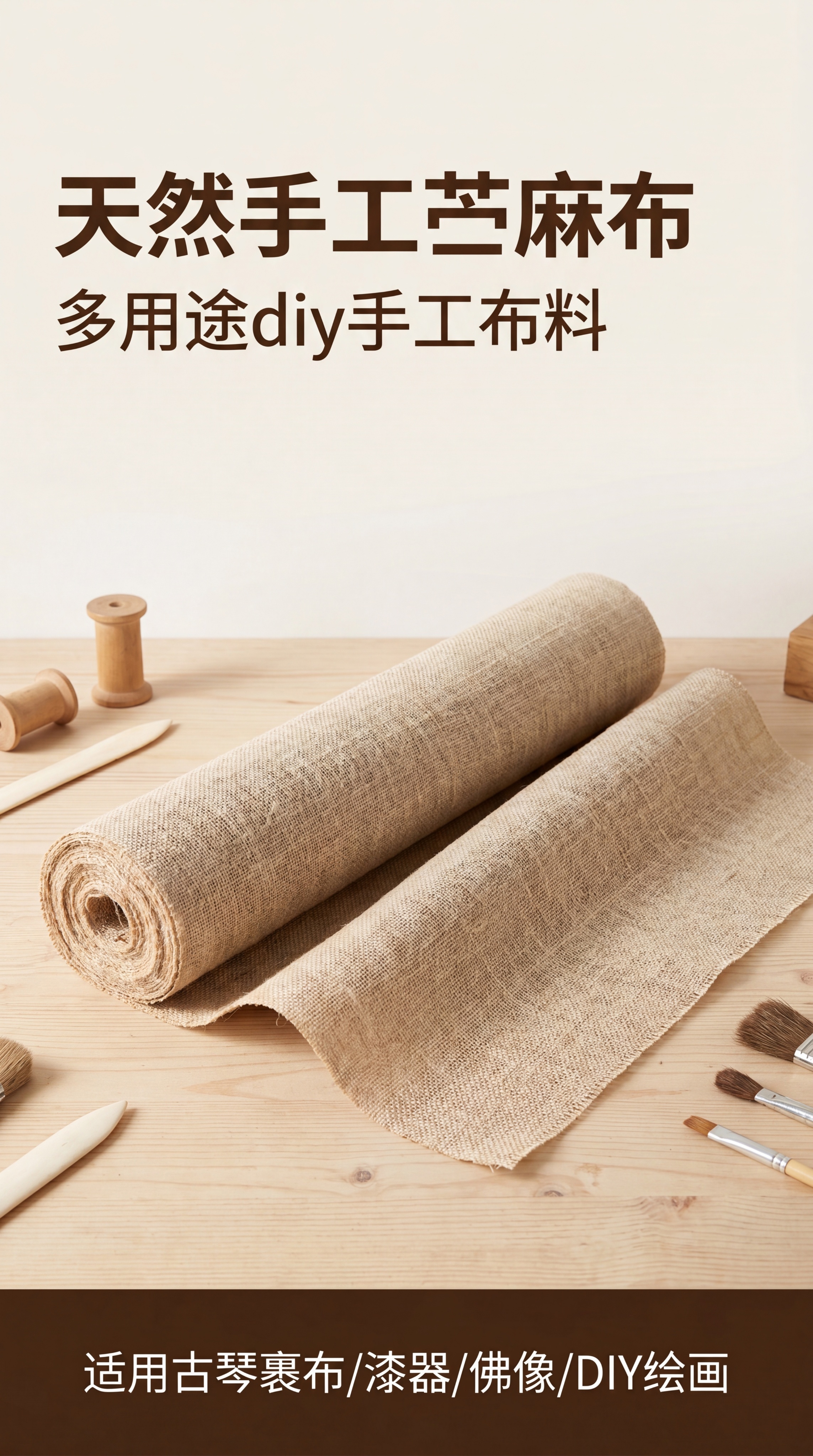 [第1屏] 详情页头图，手工天然苎麻夏布粗布海报展示，产品名称… - 图片创意预览