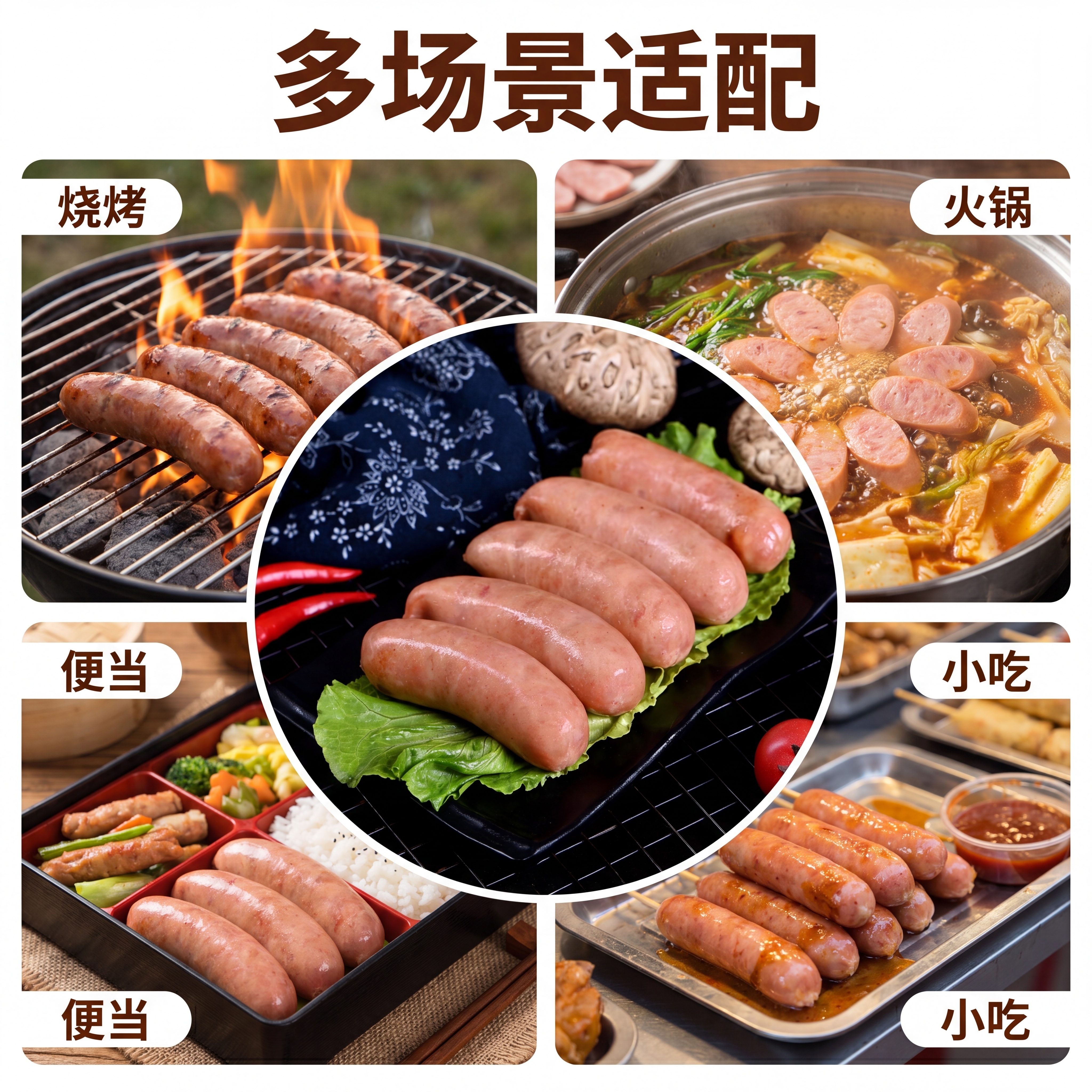 [主图-4] 展示多场景适用的肉肠主图，丰富场景展示，生活化代… - 图片创意预览