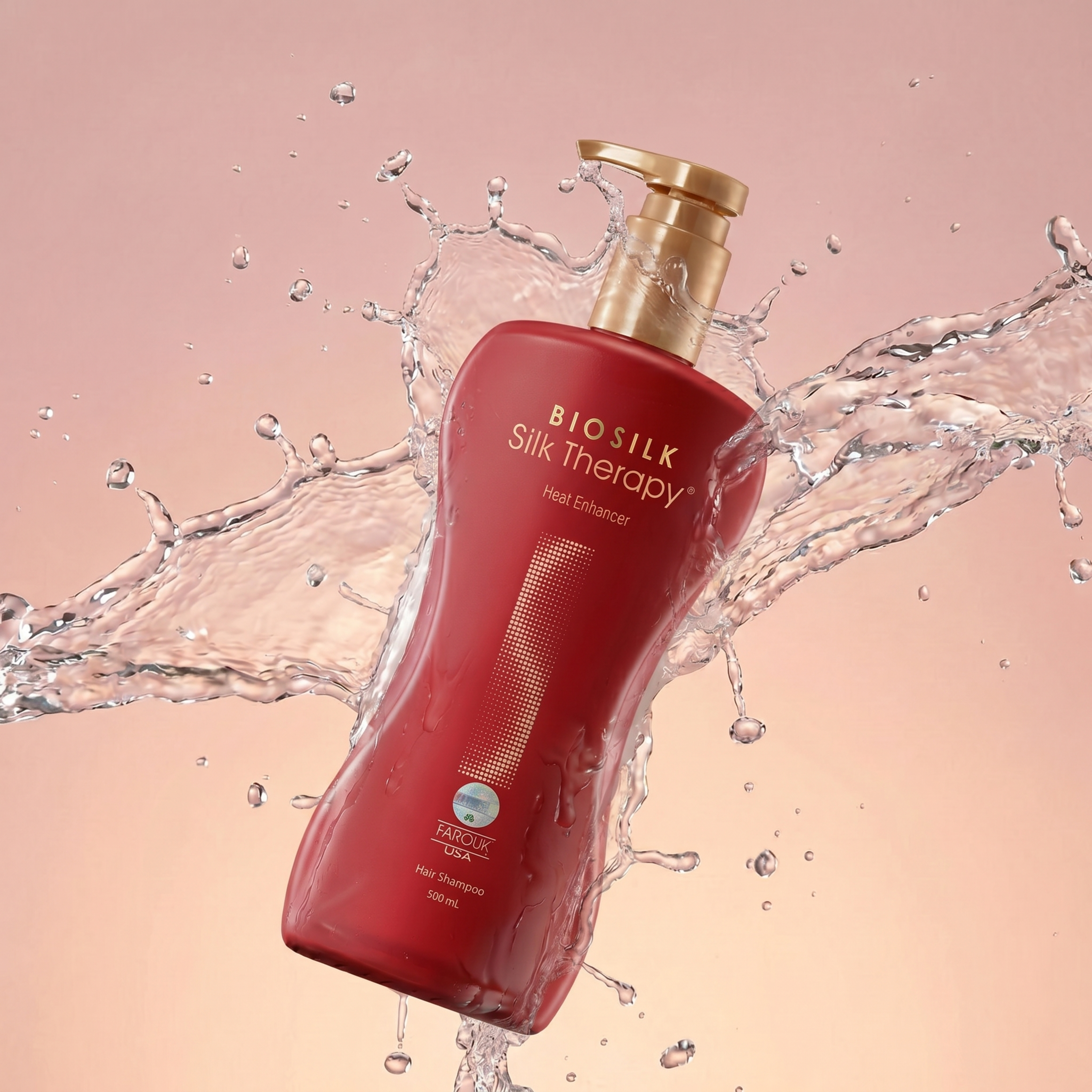 将第一张图里的产品替换成第二张图的红色洗发水，保留原第一张图的… - 图片创意预览