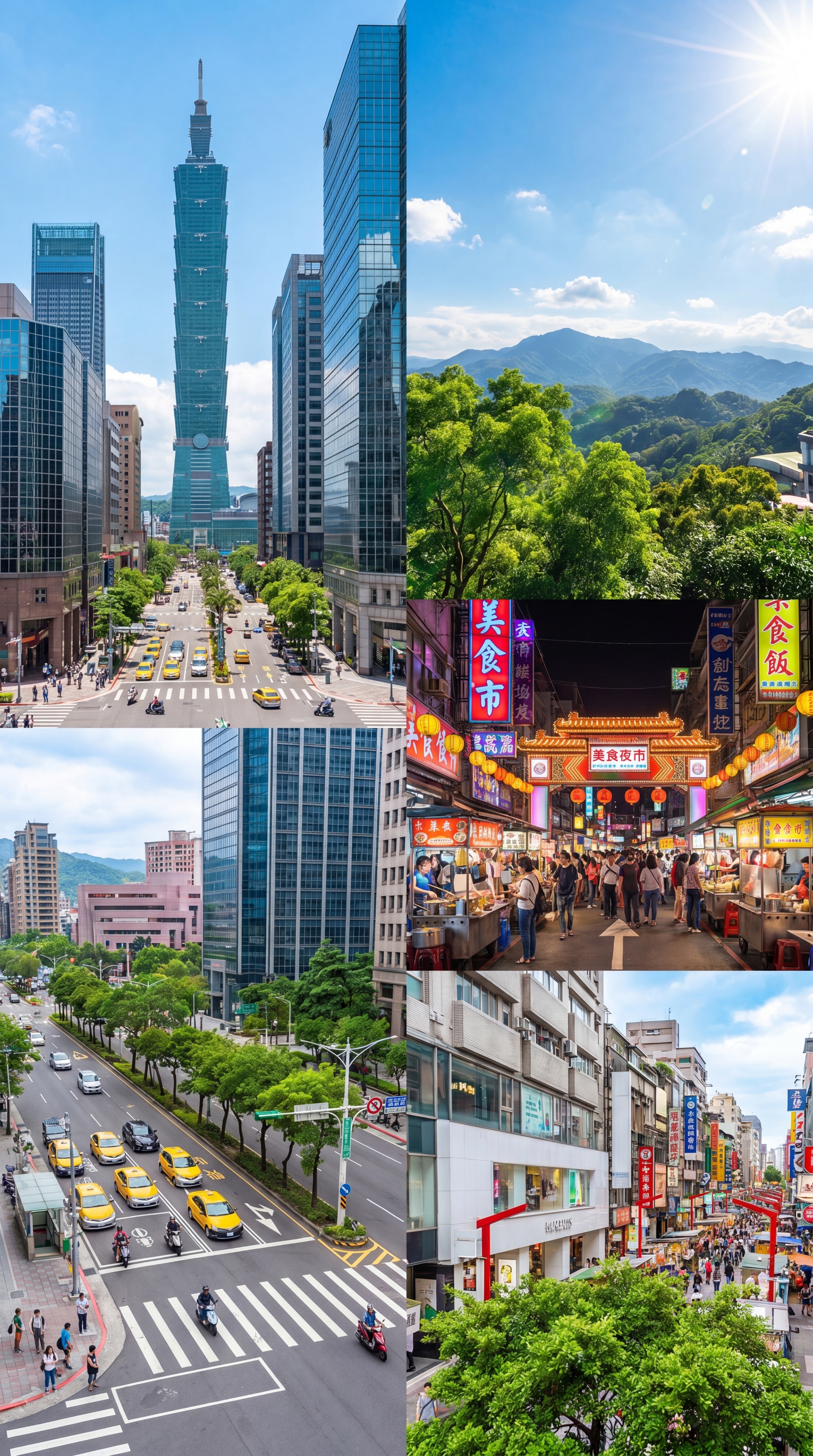 生成一张美丽的台湾城市风光图片，展现台湾现代化都市景观与特色街… - 图片创意预览