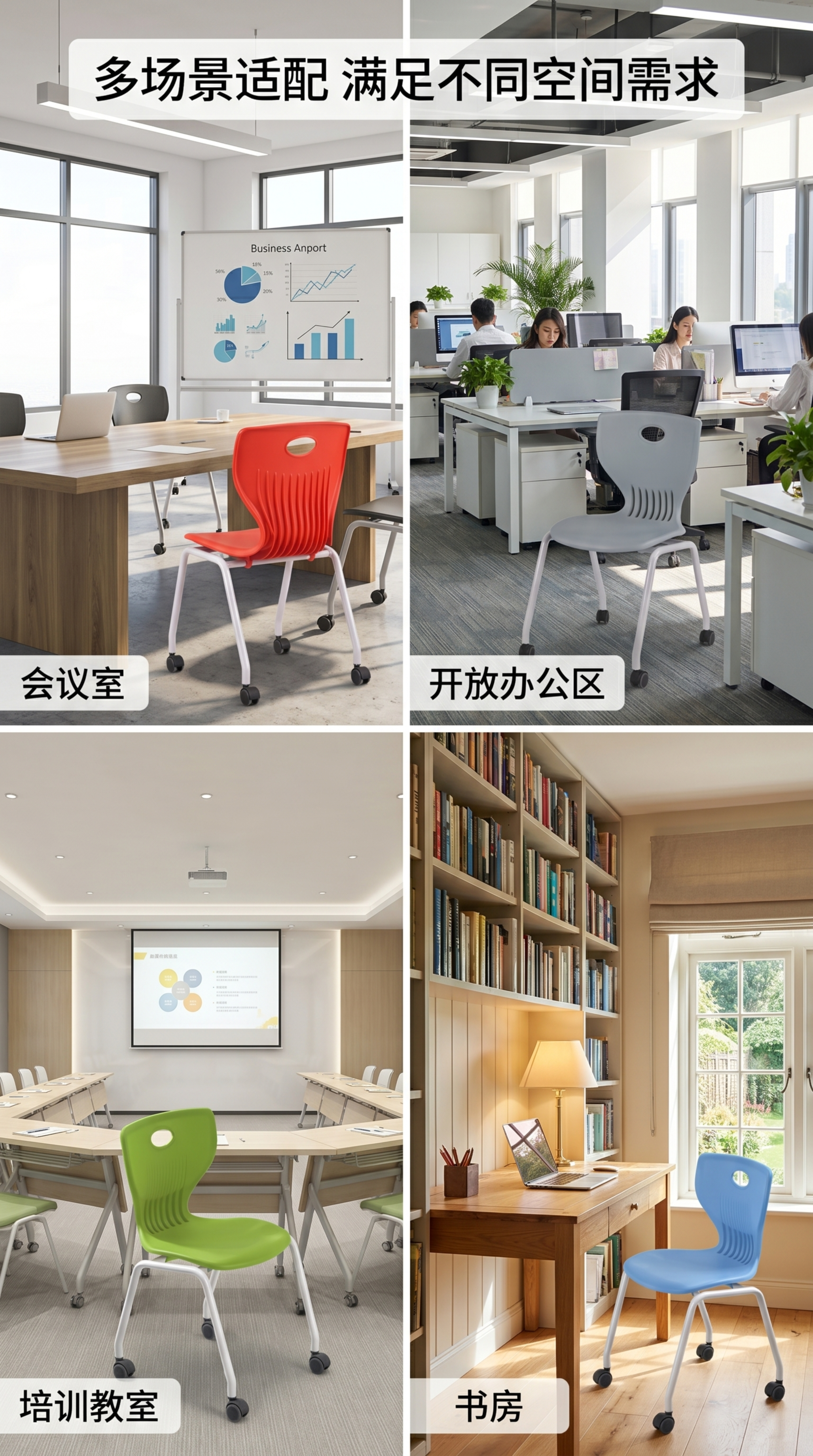 [第6屏] 多场景适配展示，四宫格拼图展示不同使用场景，每个场… - 图片创意预览
