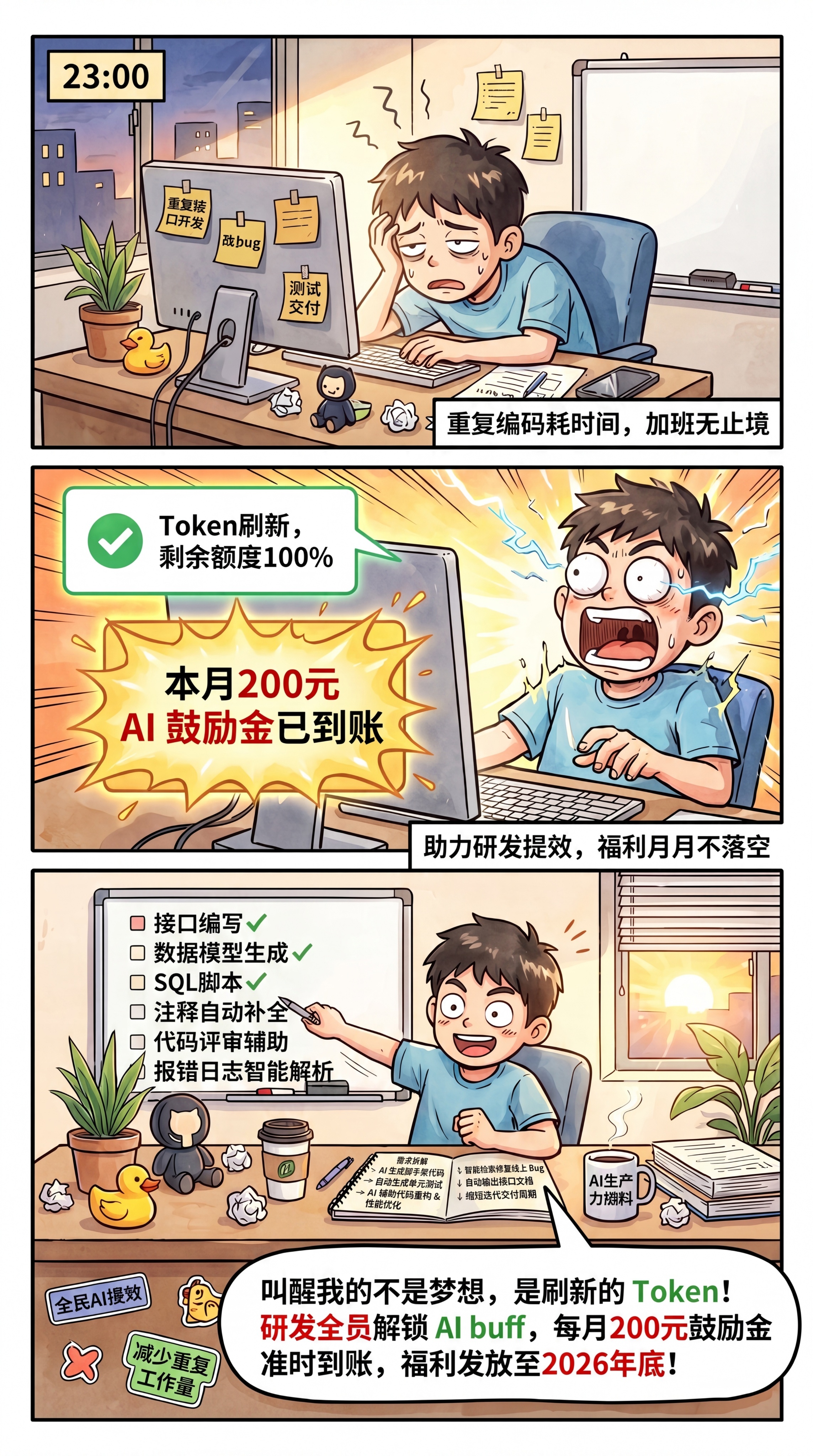 对原始图片进行修改：1、分镜一的白板上删掉文字“无尽重复动作循… - 图片创意预览