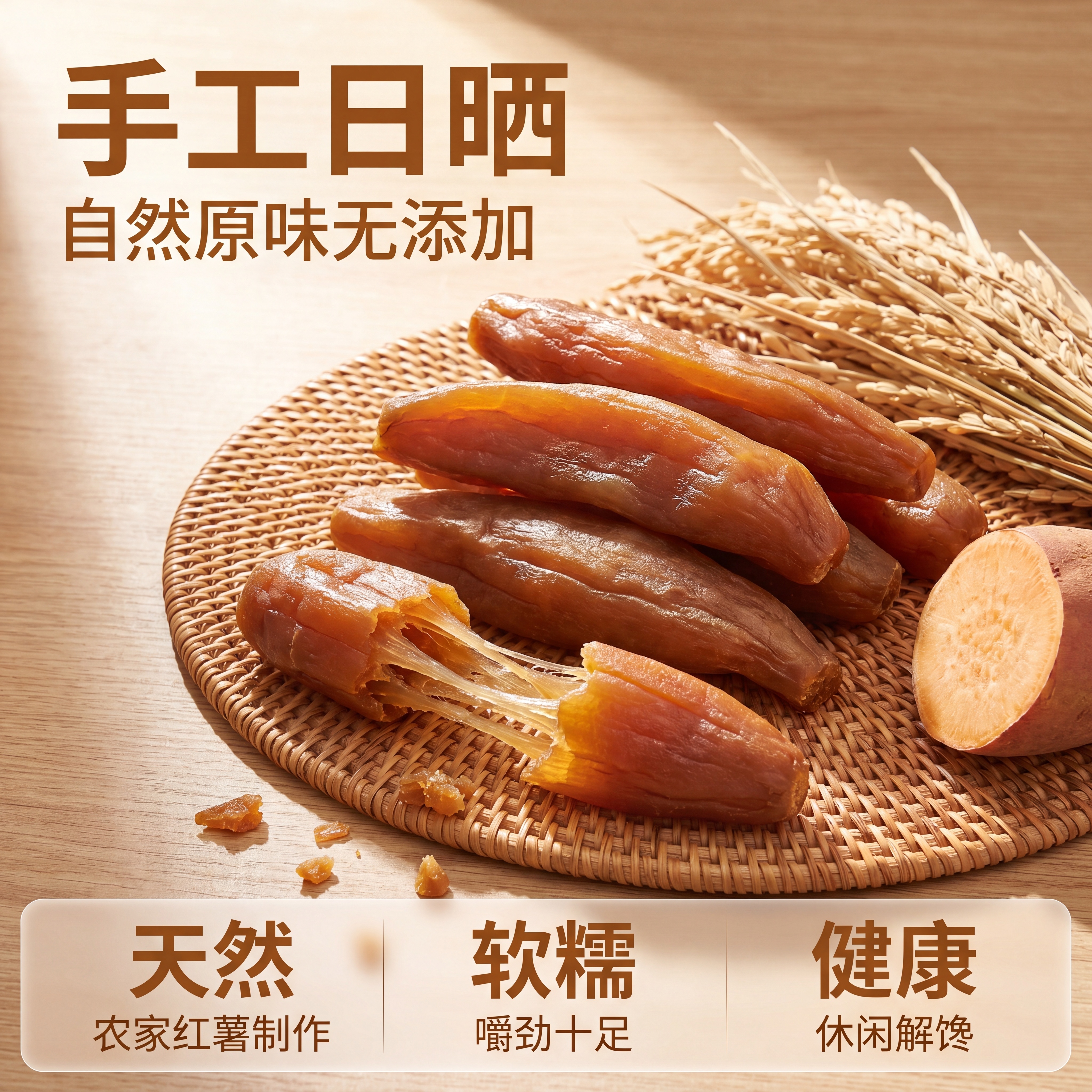 [主图-1] 场景食欲展示-农家自制红薯干首图。 [氛围风格]… - 图片创意预览
