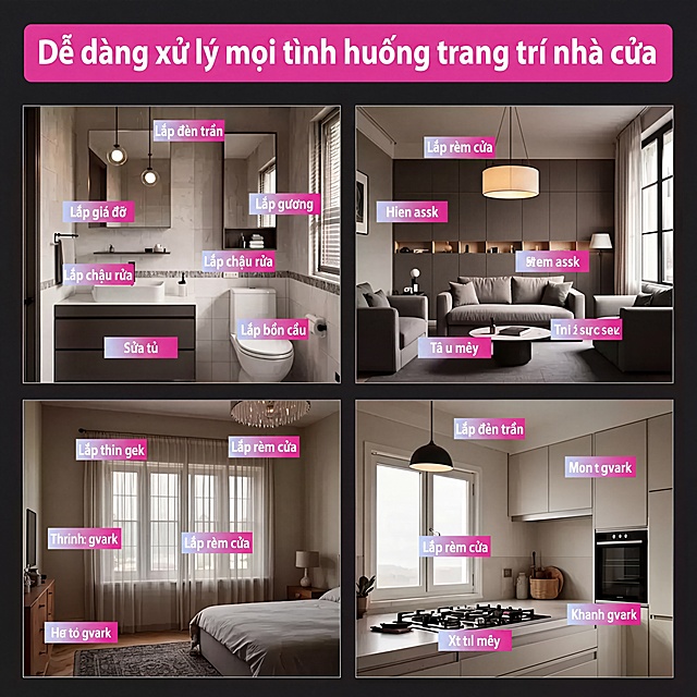 将这张家装场景图里的所有中文文字替换成越南语，保持图片整体布局、场景内容和配色风格不变，仅修改文字内容