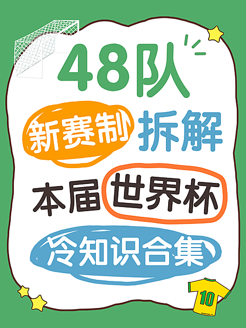 世界杯冷知识合集科普扁平插画大字风小红书封面