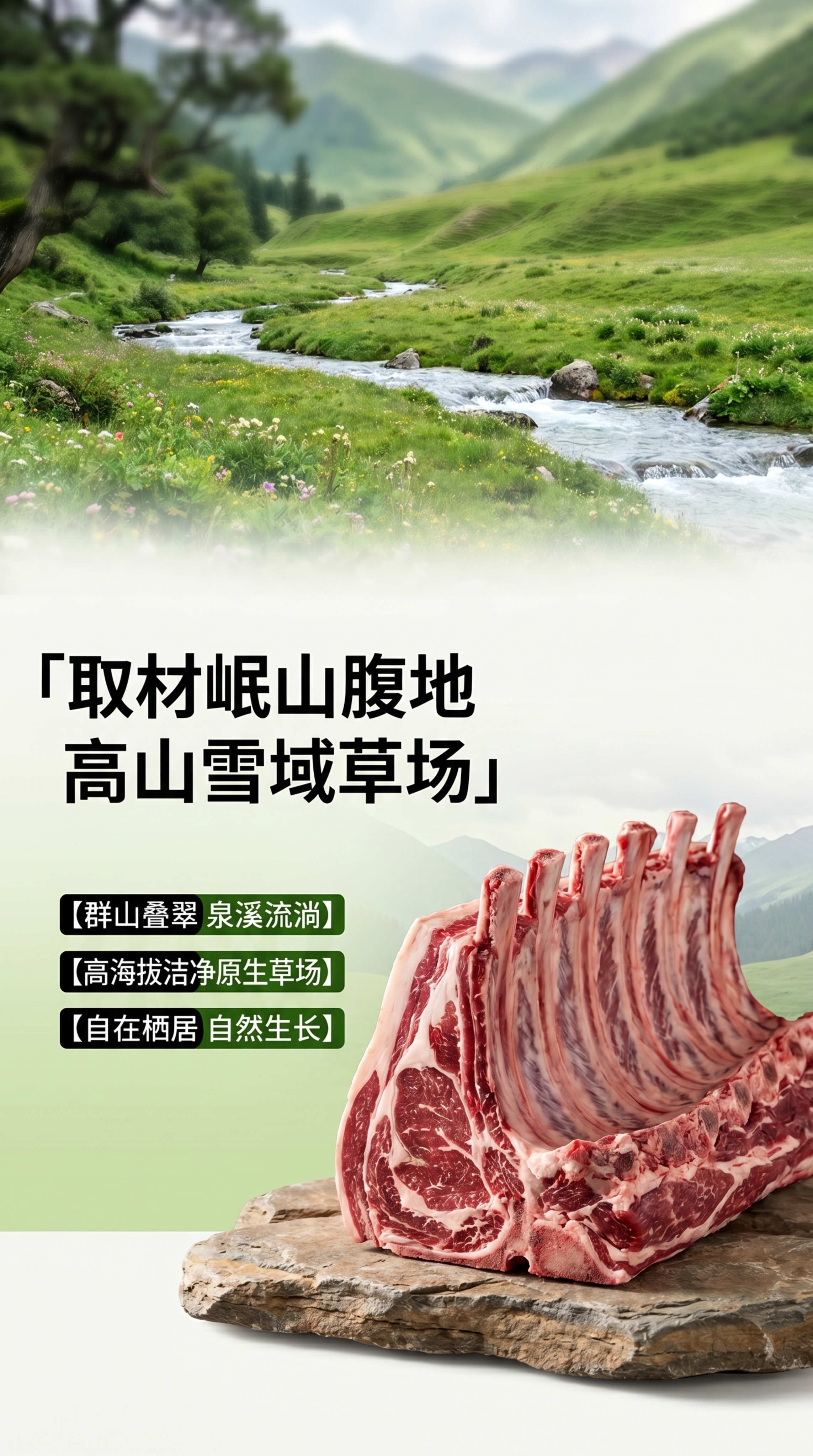 [第2屏] 产地环境篇，介绍平武岷山高山鲜牦牛排骨的生长产地。… - 图片创意预览