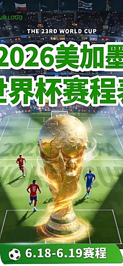2026世界杯赛程宣传推广热血感长图海报